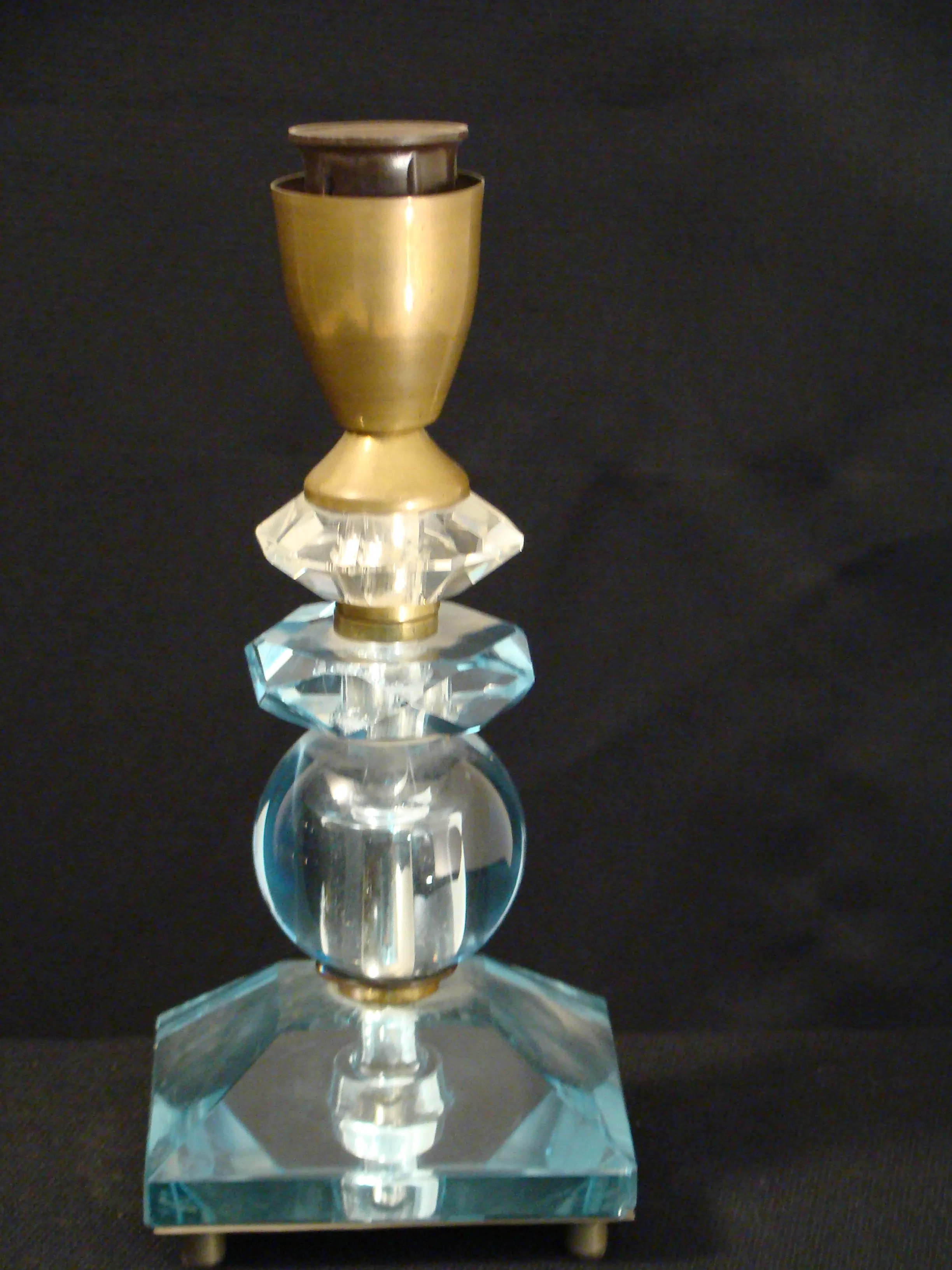 antique table lamp made of glass with refined base
