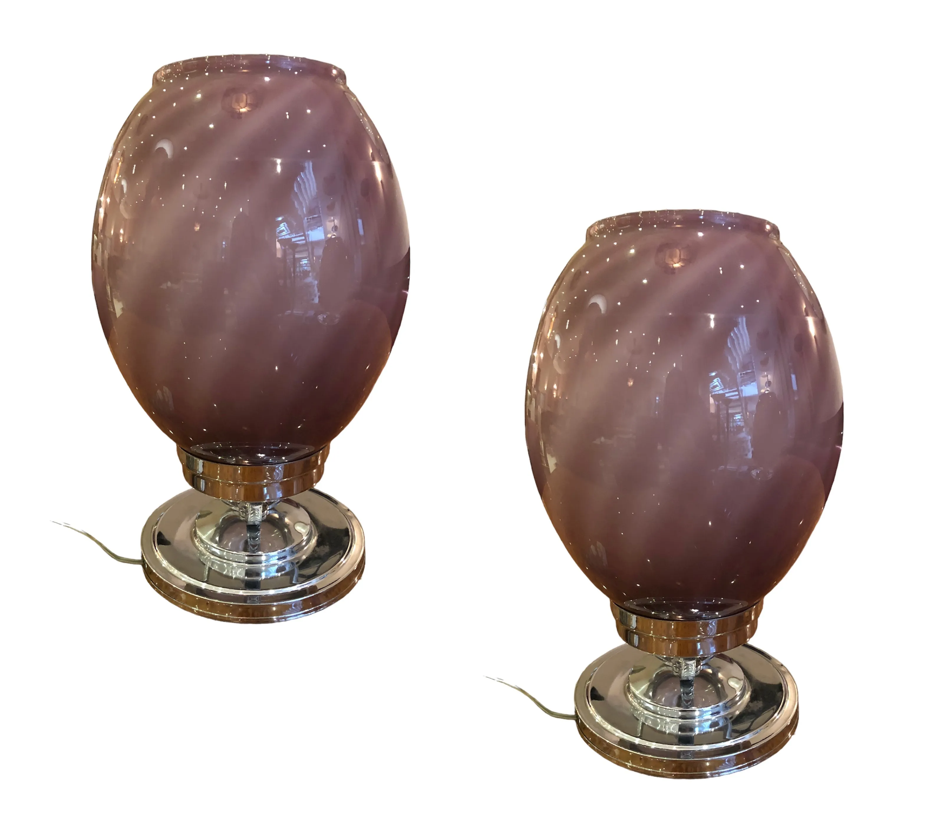 two antique table lamps with decorative design