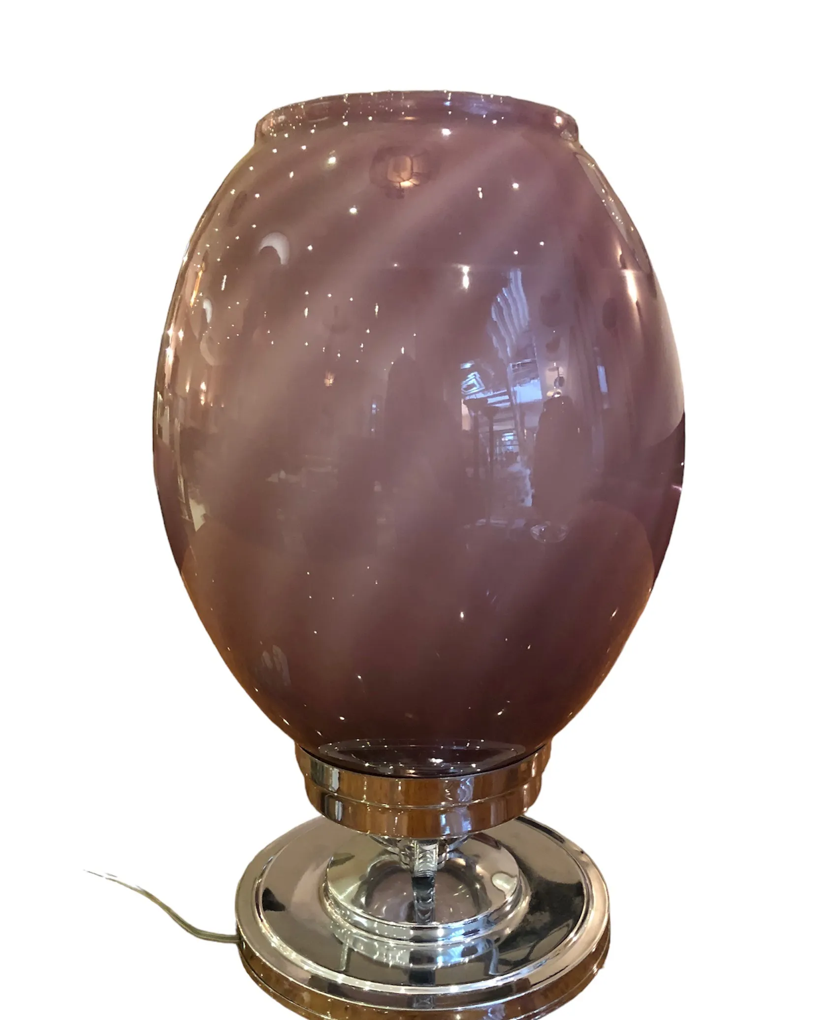 Antique oval table lamp in a cozy setting