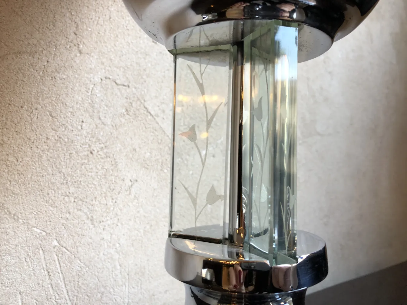 antique table lamp with art deco design in a contemporary setting