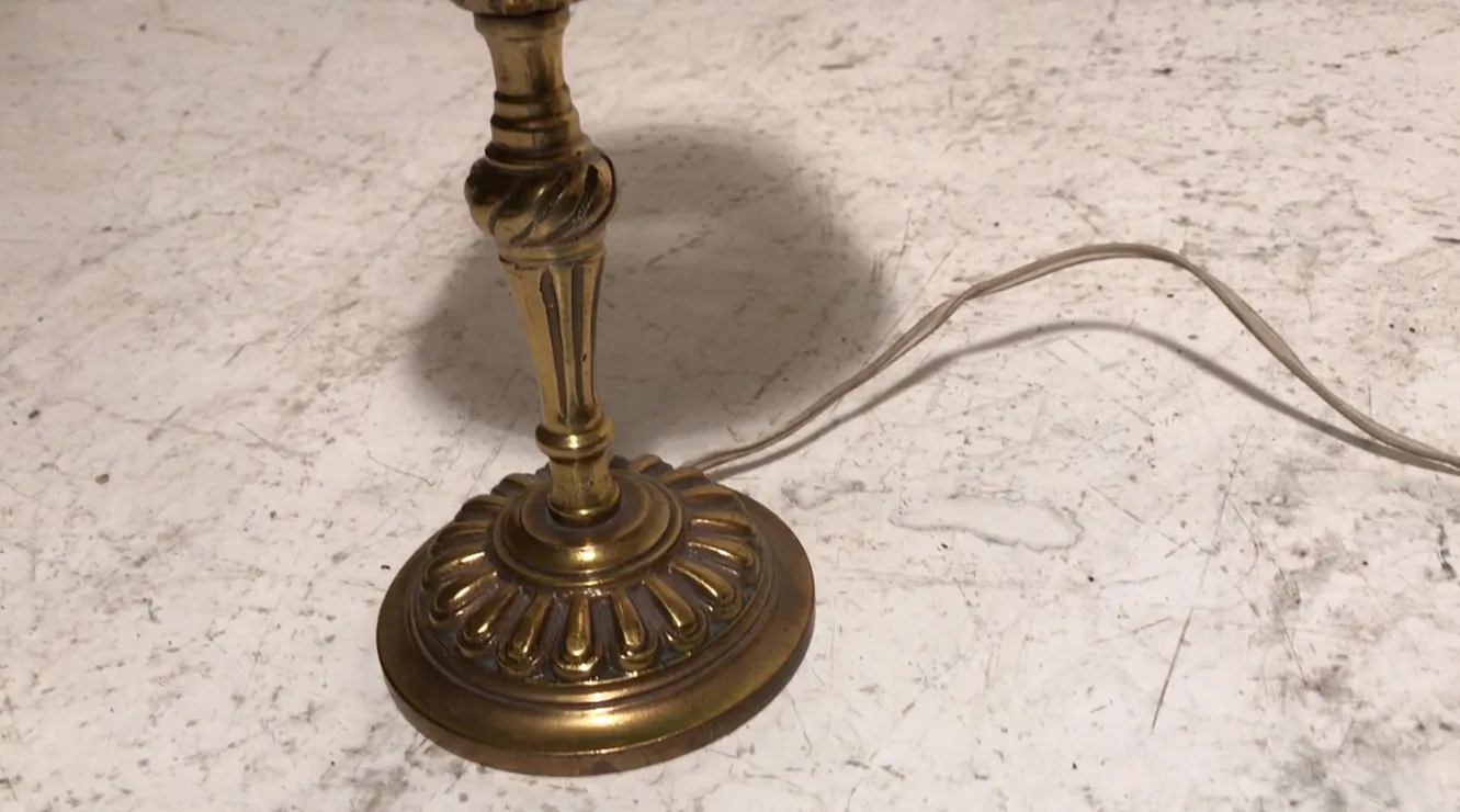 vintage table lamp in art deco style with decorative base
