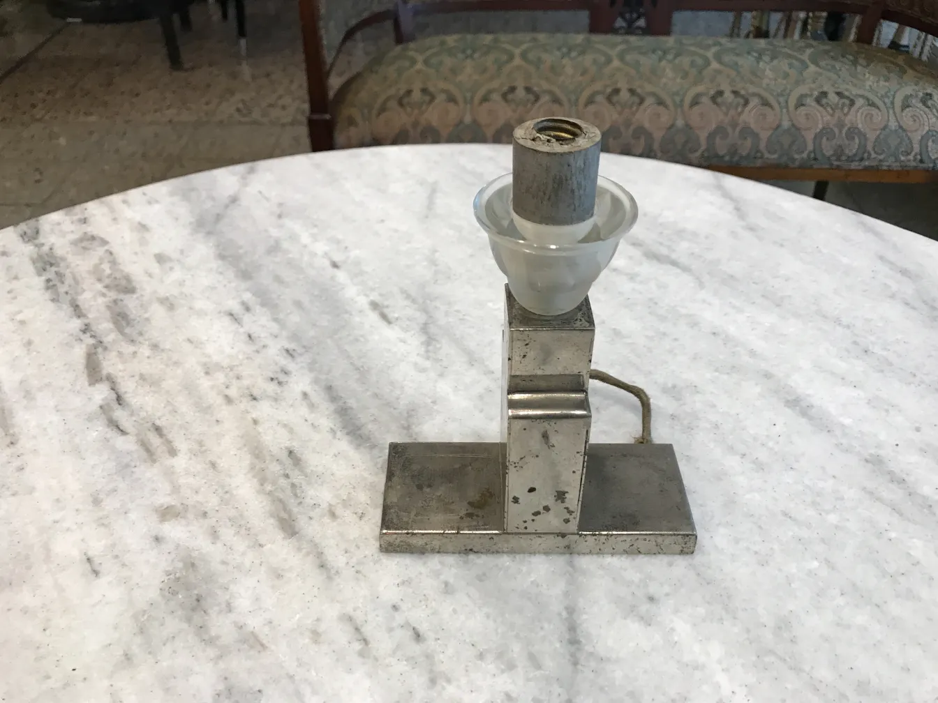 antique table lamp in art deco style with metal base