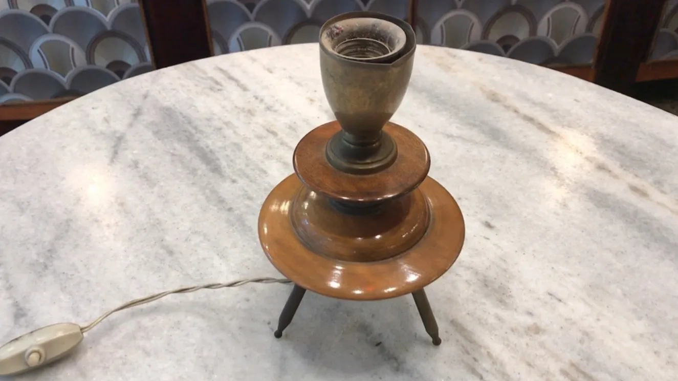 antique table lamp art deco with round base and shade