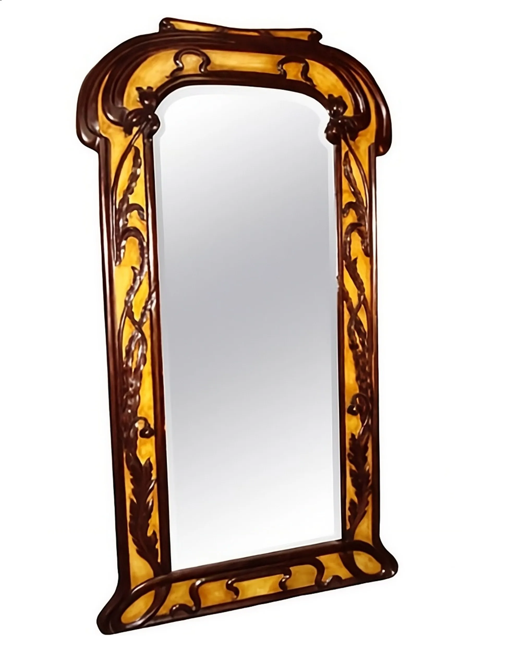 antique mirror with decorated frame in Art Nouveau style