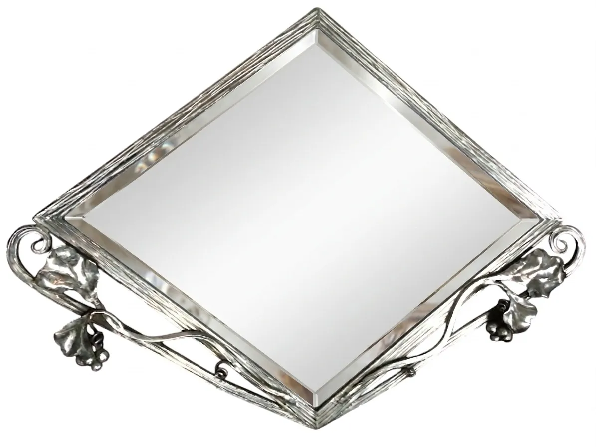 antique mirror with ornate frame in art nouveau style