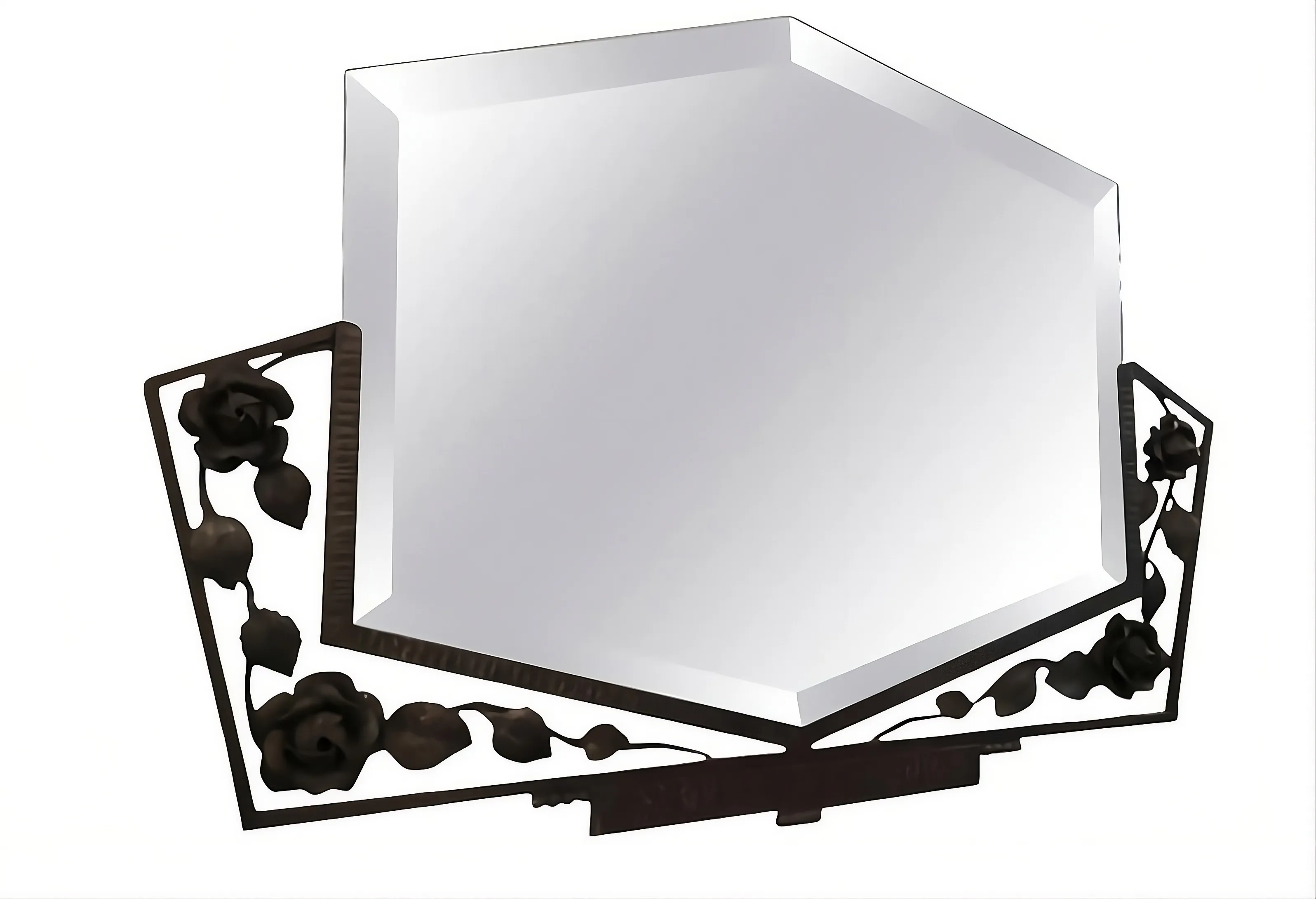 Miroir ancien avec cadre décoratif de roses