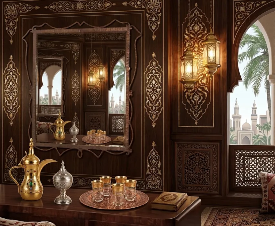 antique mirror adorned with intricate details in an elegant setting