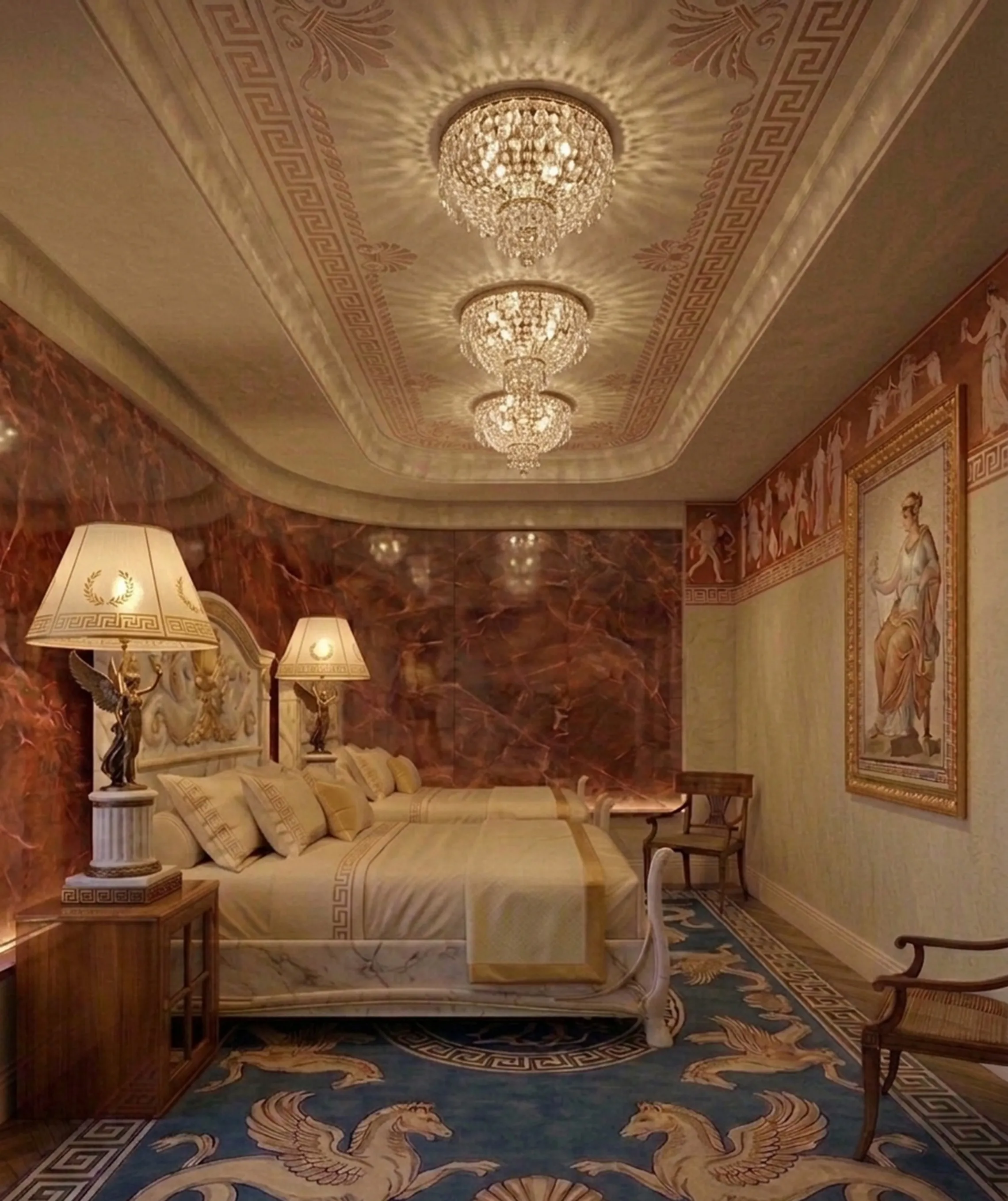 Comodini antichi con lampade in un ambiente elegante