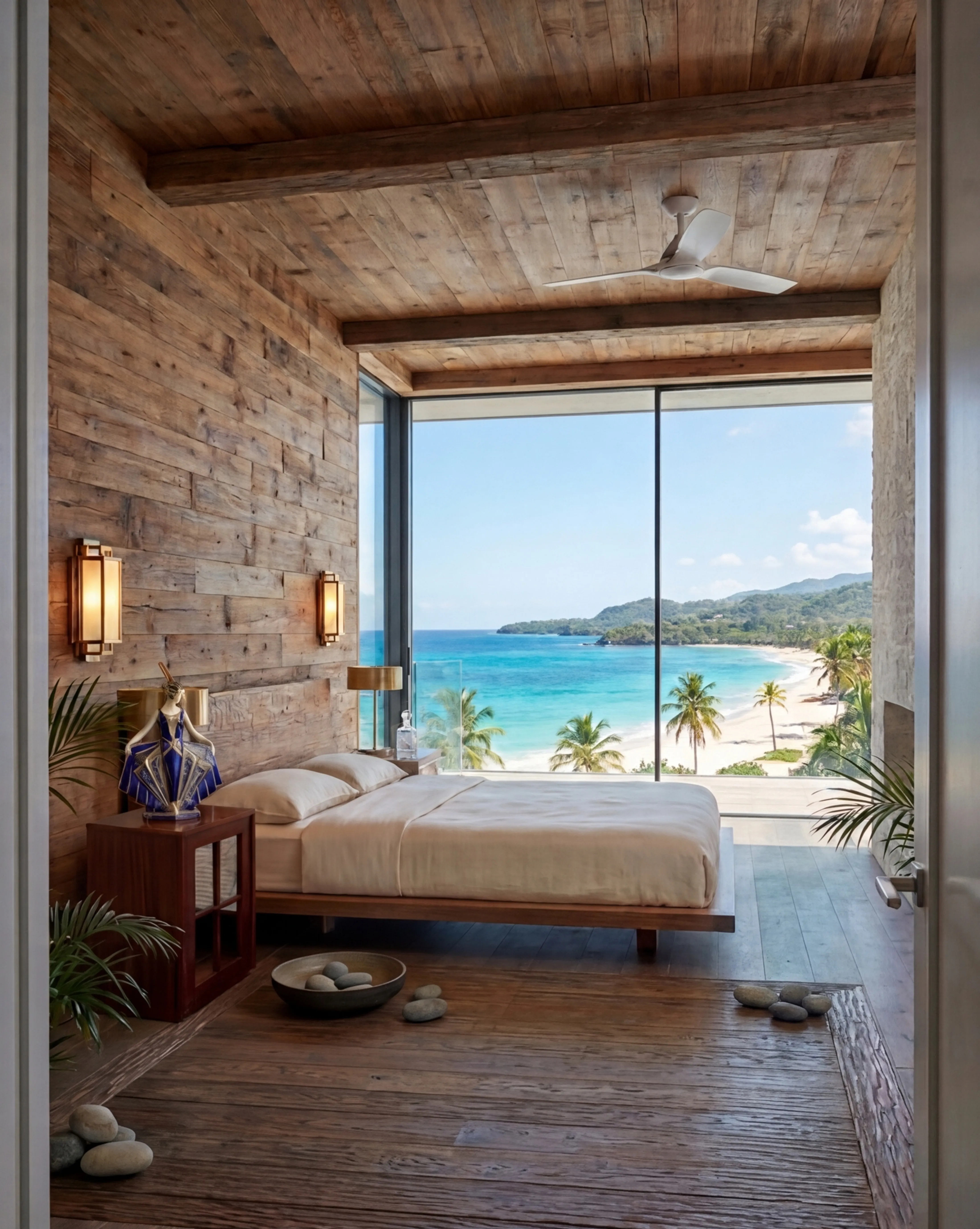 старинные прикроватные тумбы рядом с кроватью в уютной обстановке