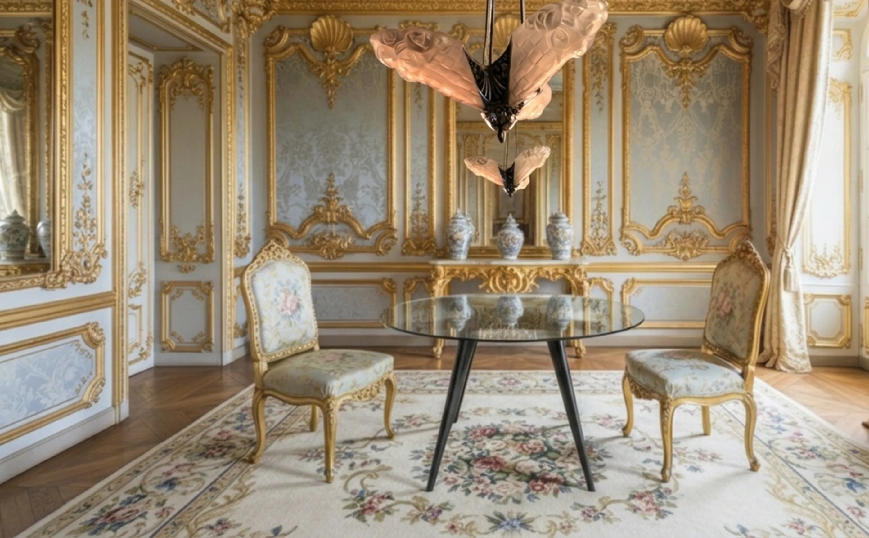 Lâmpada de teto antiga Degue com design elegante em um ambiente luxuoso