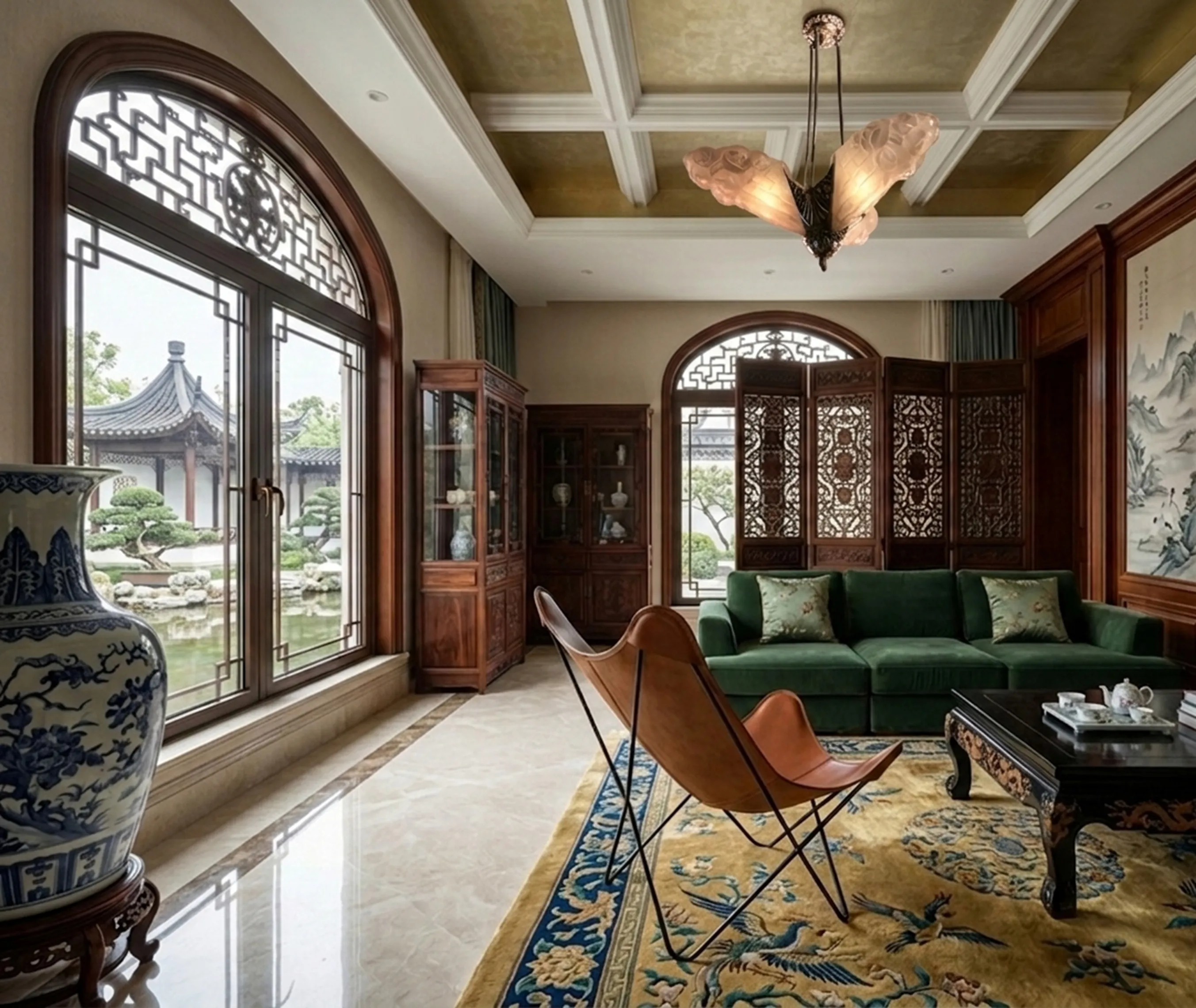 lampa de teto antiga degue em um ambiente clássico e elegante