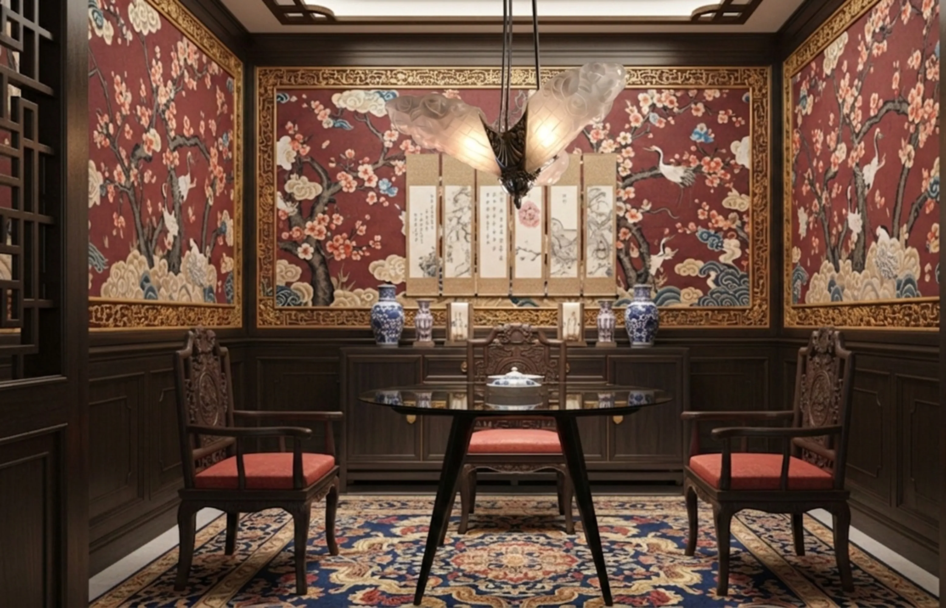 مصباح معلق قديم بتصميم ديغ في بيئة تقليدية