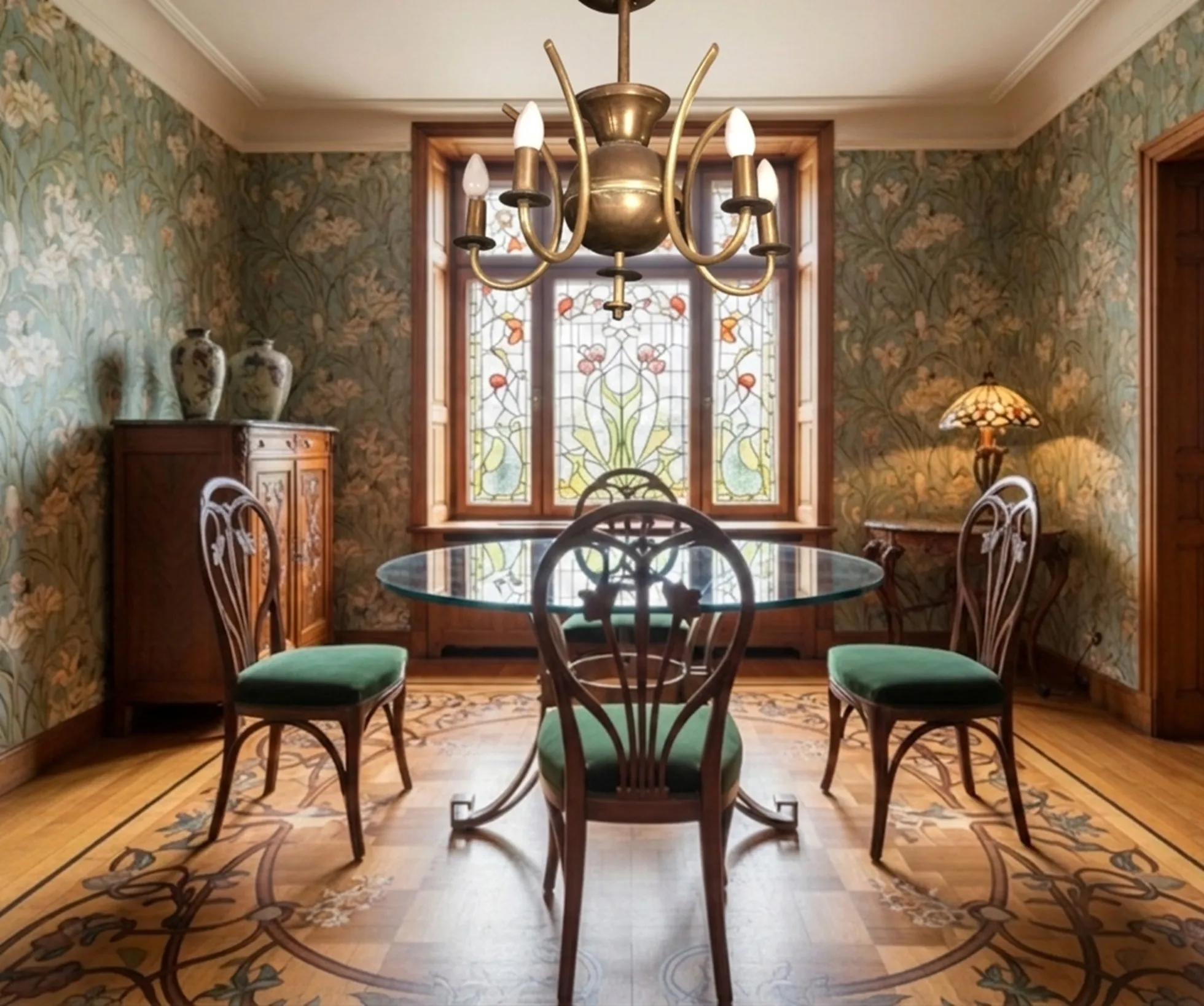 Antike Hängelampe mit elegantem Design, klassische Atmosphäre, sanftes Licht.