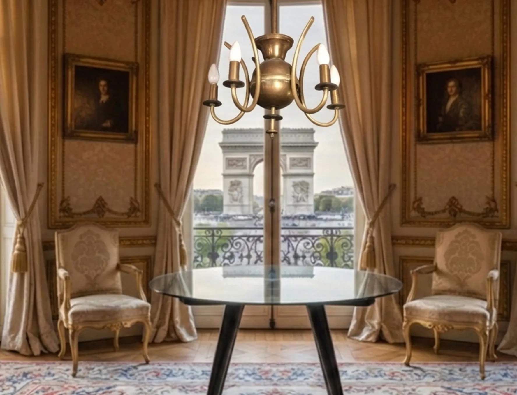 Antica lampada a sospensione con due luci in un ambiente elegante.