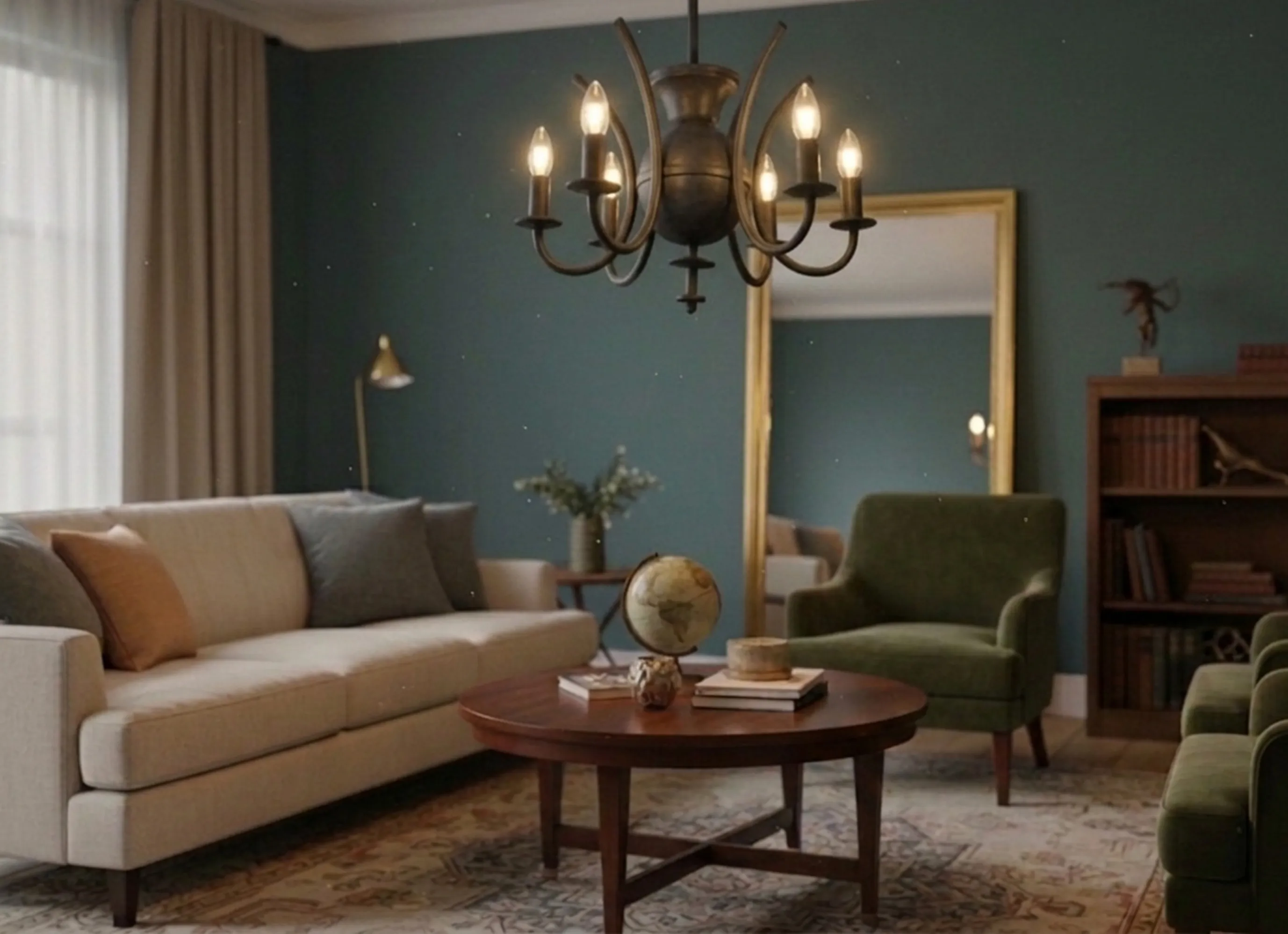 lamada de teto antiga com luzes em um ambiente elegante