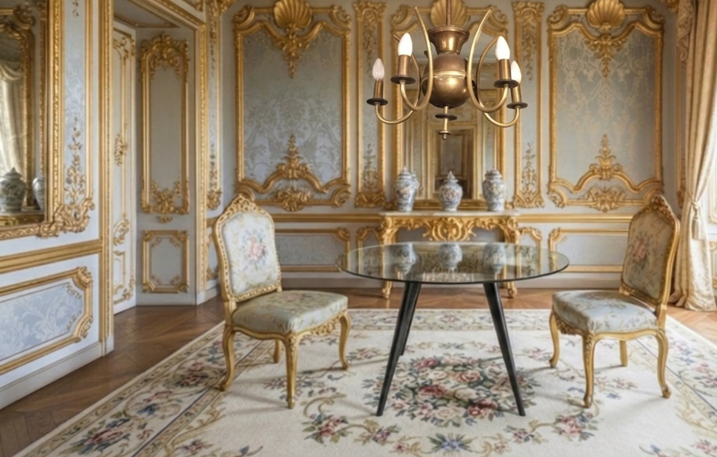 Lámpara de techo antigua con diseño decorativo en habitación elegante