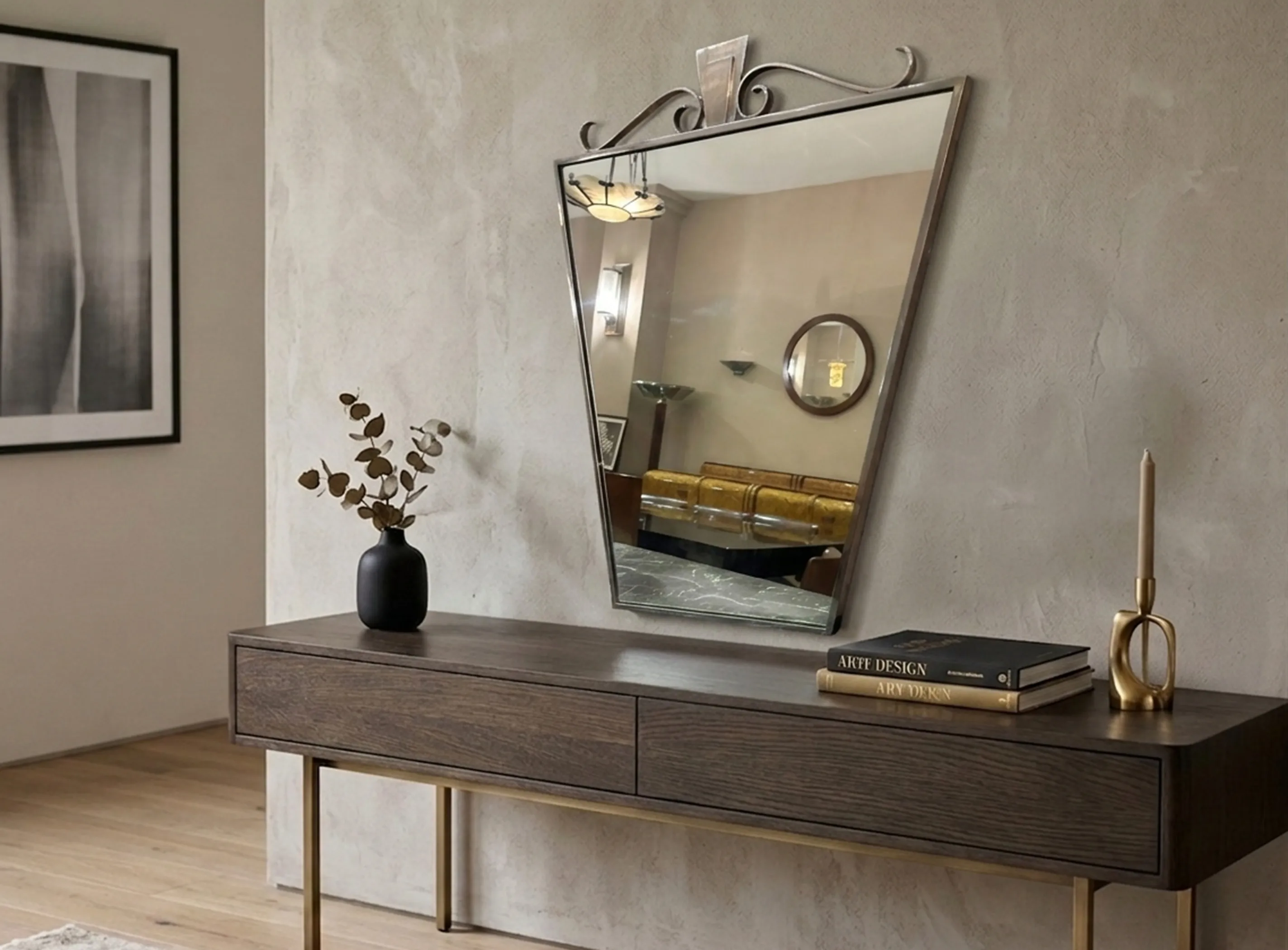 antique mirror with special design, decorative and elegant, in a cozy setting