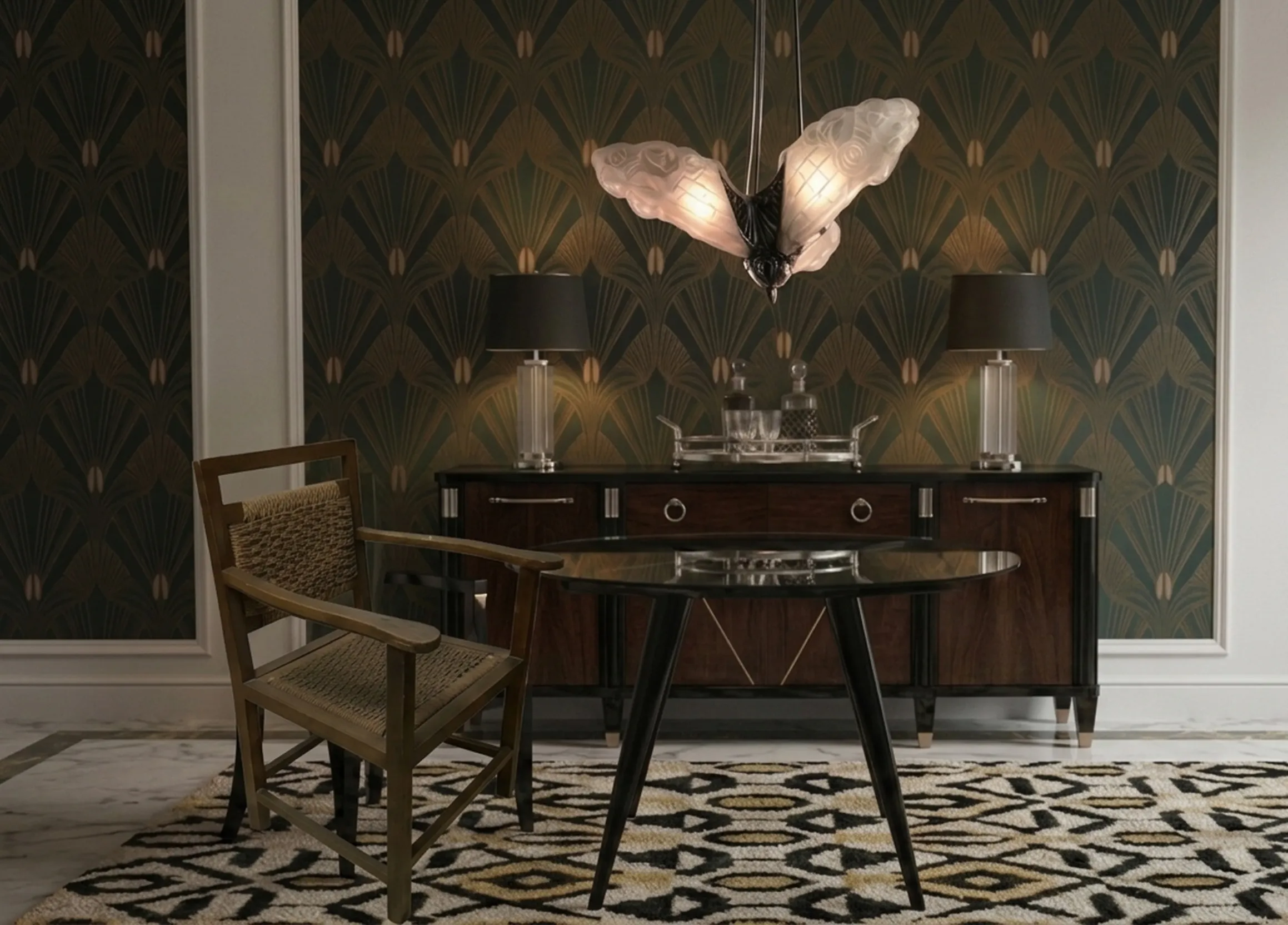 Poltrona antiga com design elegante e detalhes decorativos em um ambiente aconchegante.