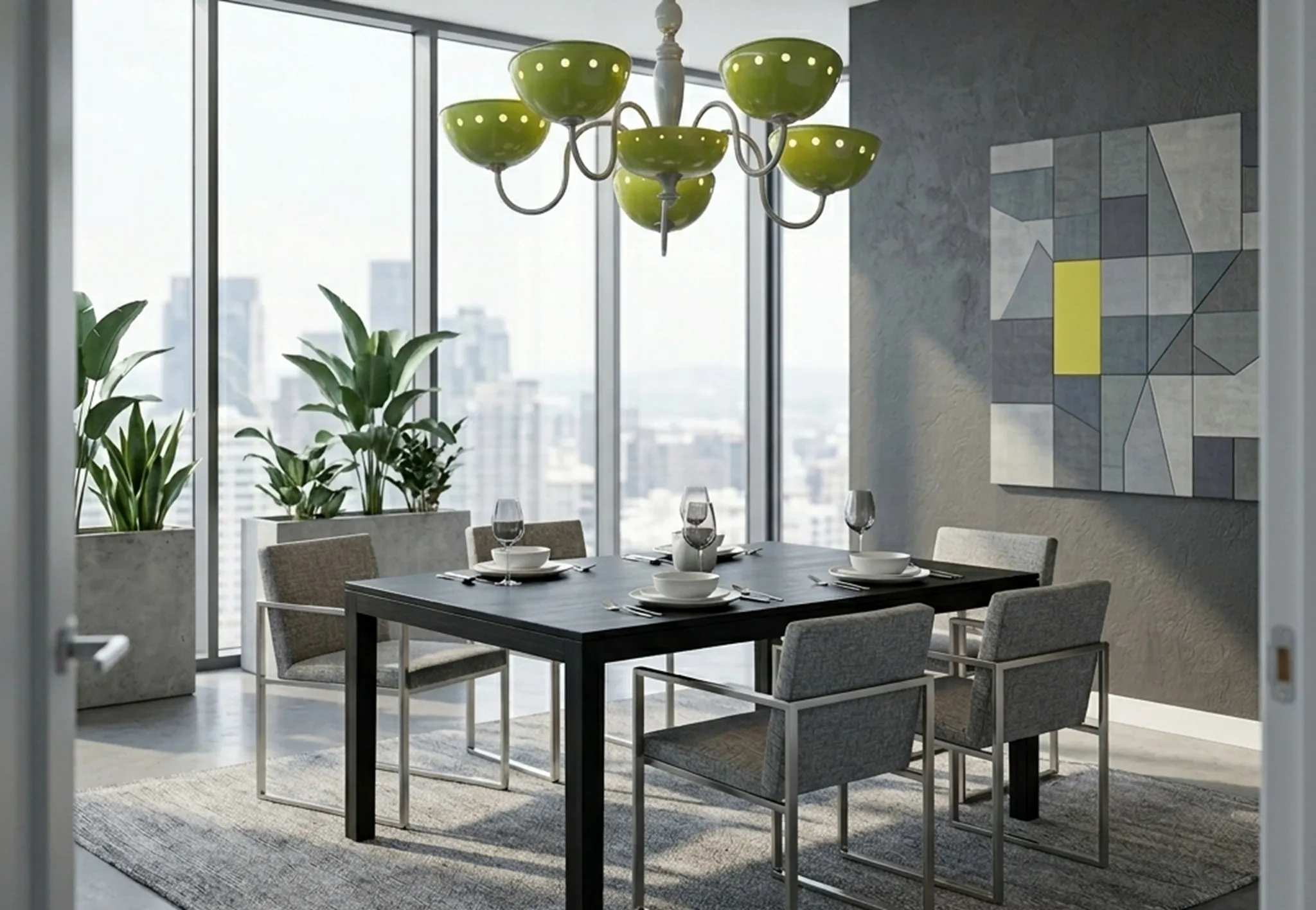 lâmpada de teto antiga verde com luzes decorativas