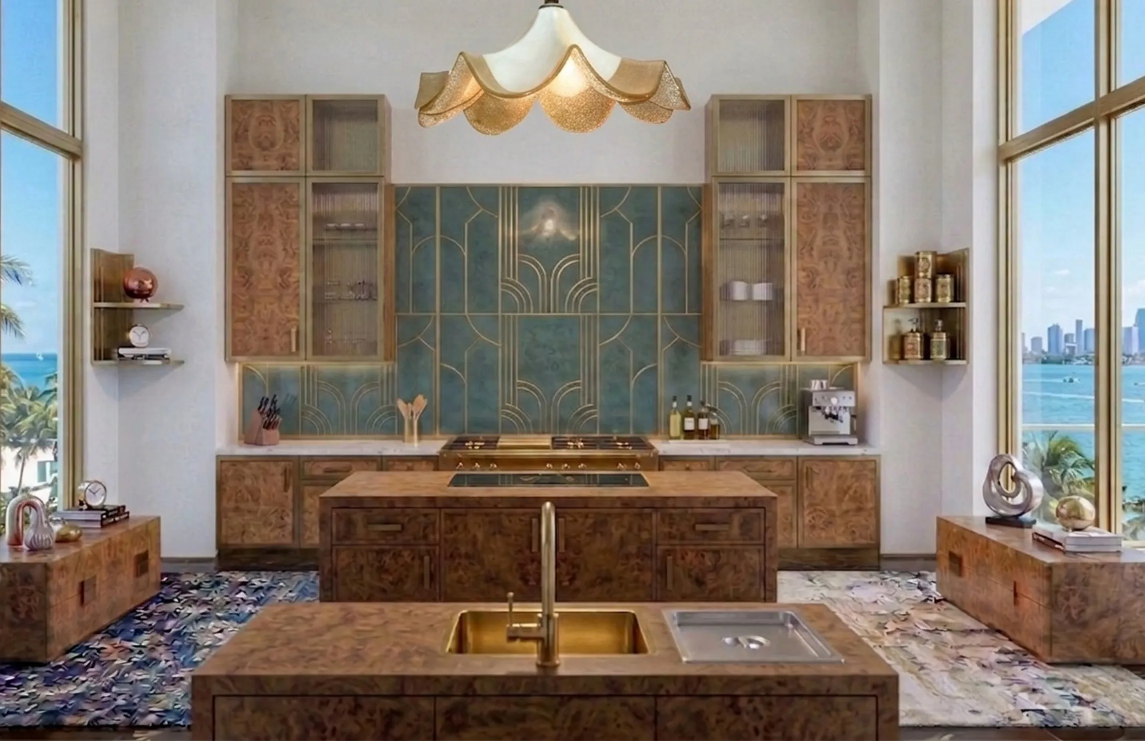 lampara de techo antigua con forma decorativa en la cocina