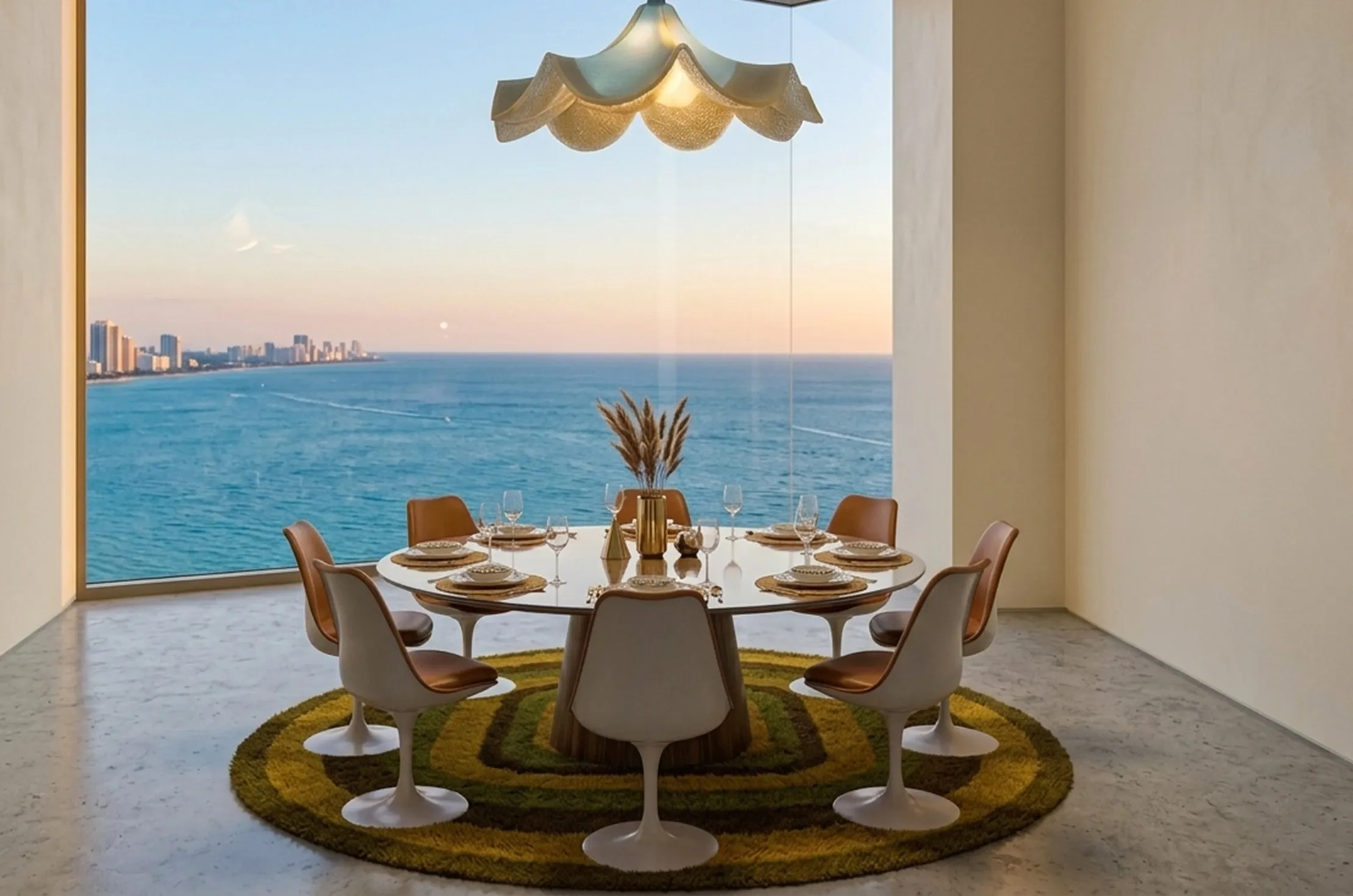 lampara de techo antigua de diseño elegante con vista al mar