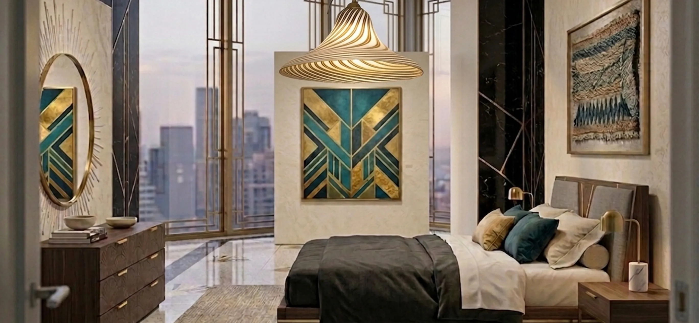 antike hängelampe von paolo venini mit einzigartigem design in modernem umfeld