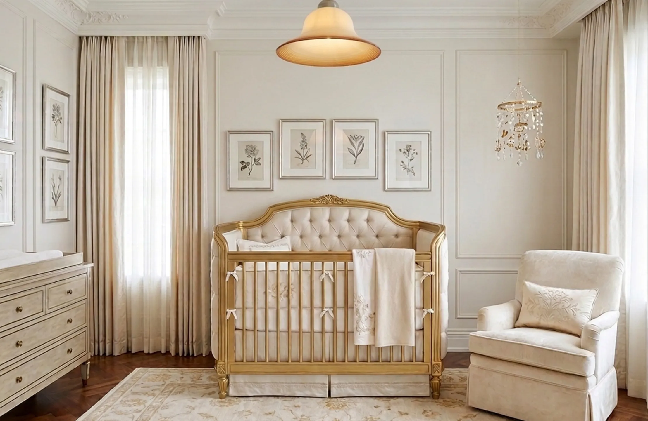 lustre ancien illuminant une chambre moderne