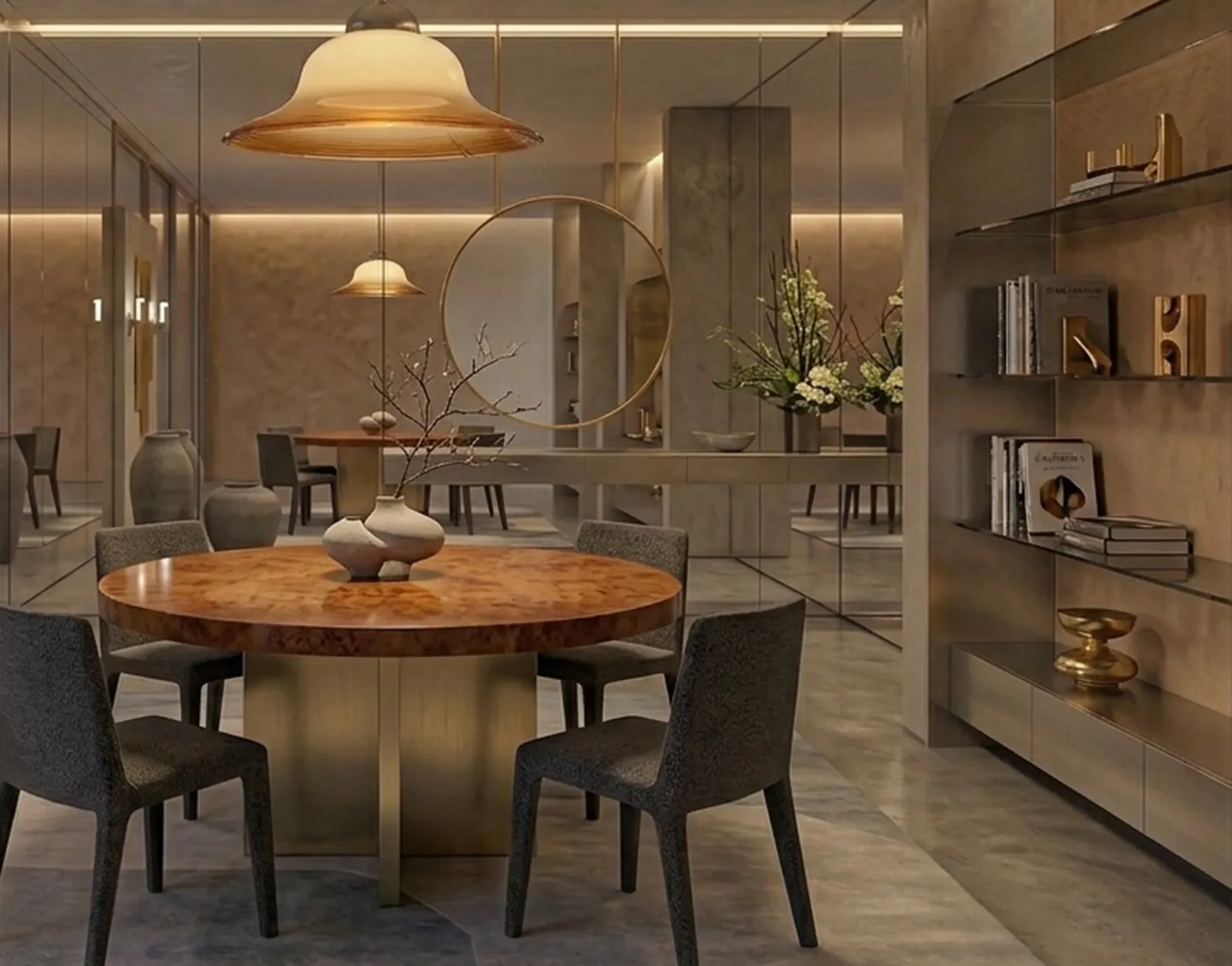 Antique hanging lamp with decorative design in a modern setting.