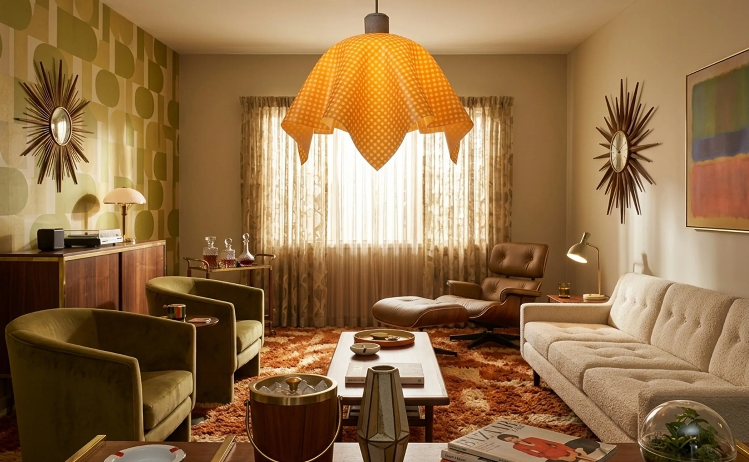 Lampara de techo antigua con un diseño original y colorido, ambiente acogedor, detalles decorativos en la habitación