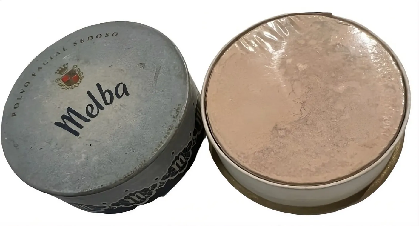 antique silky face powder compact Melba with decorative design