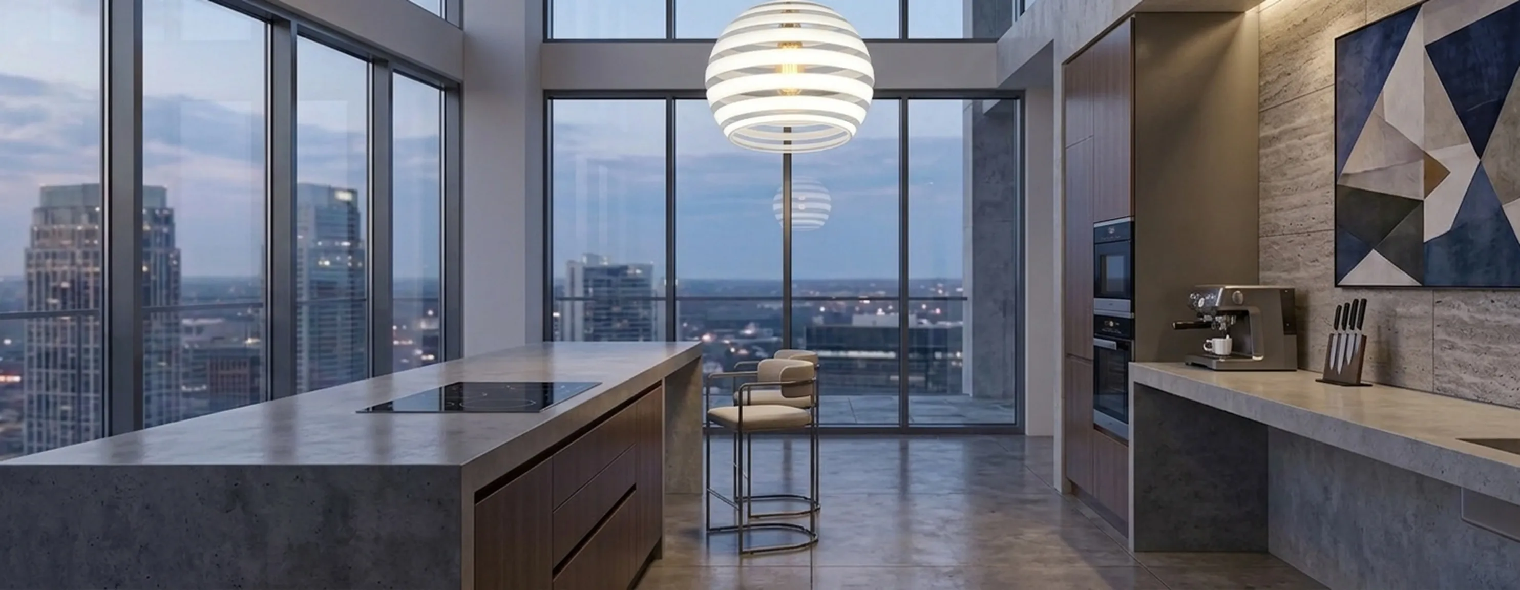 Antique hanging lamp by Paolo Venini, modern elegant setting