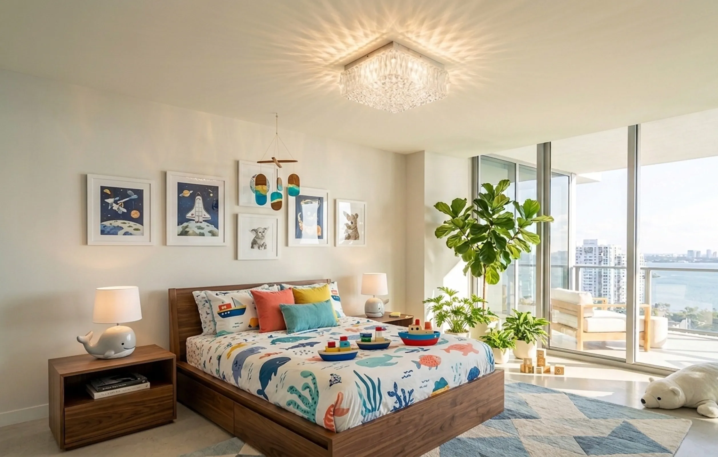 antique ceiling light in a bright room, soft lighting, cozy atmosphere