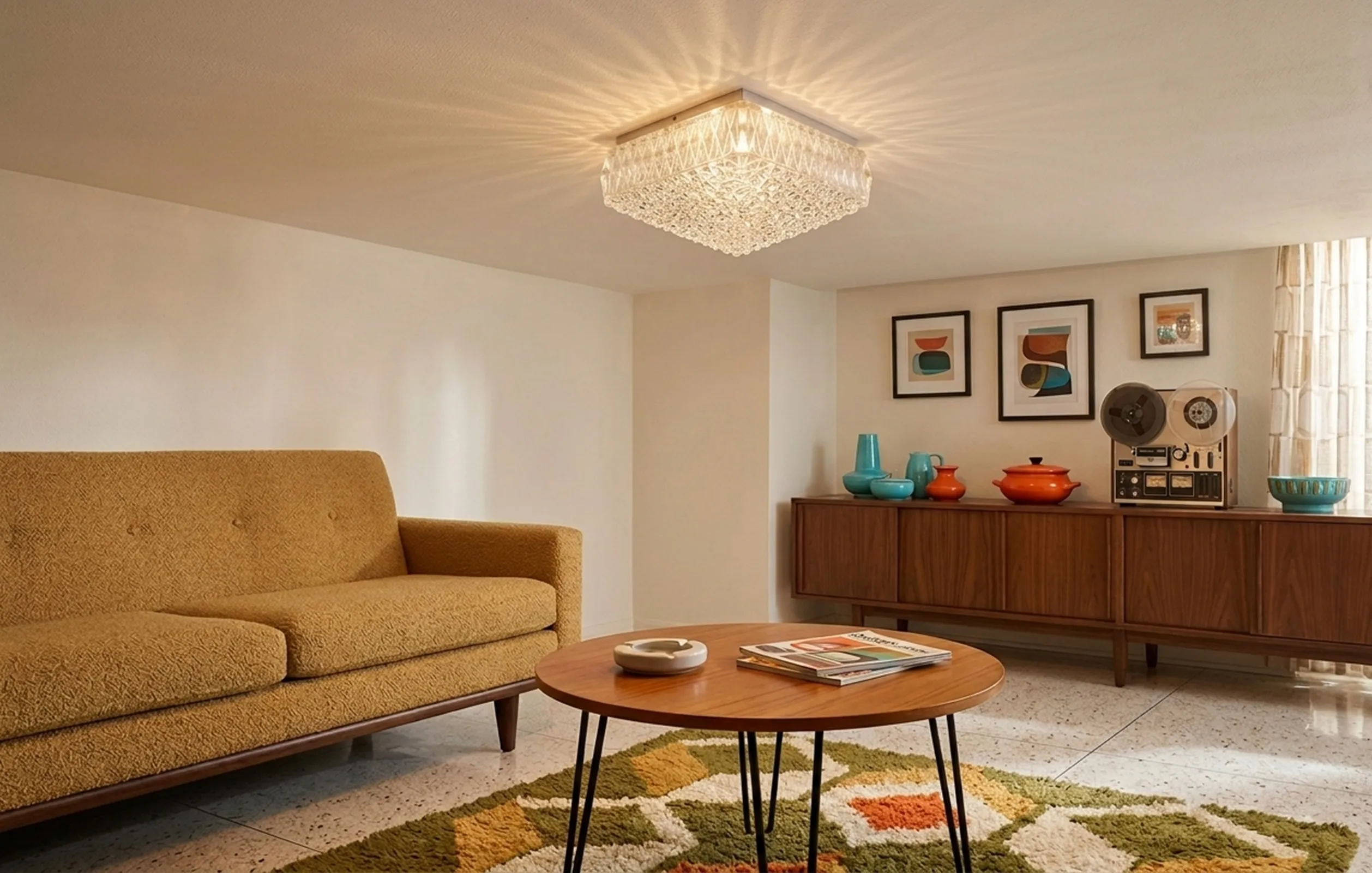 antike Deckenleuchte leuchtet mit retro Design