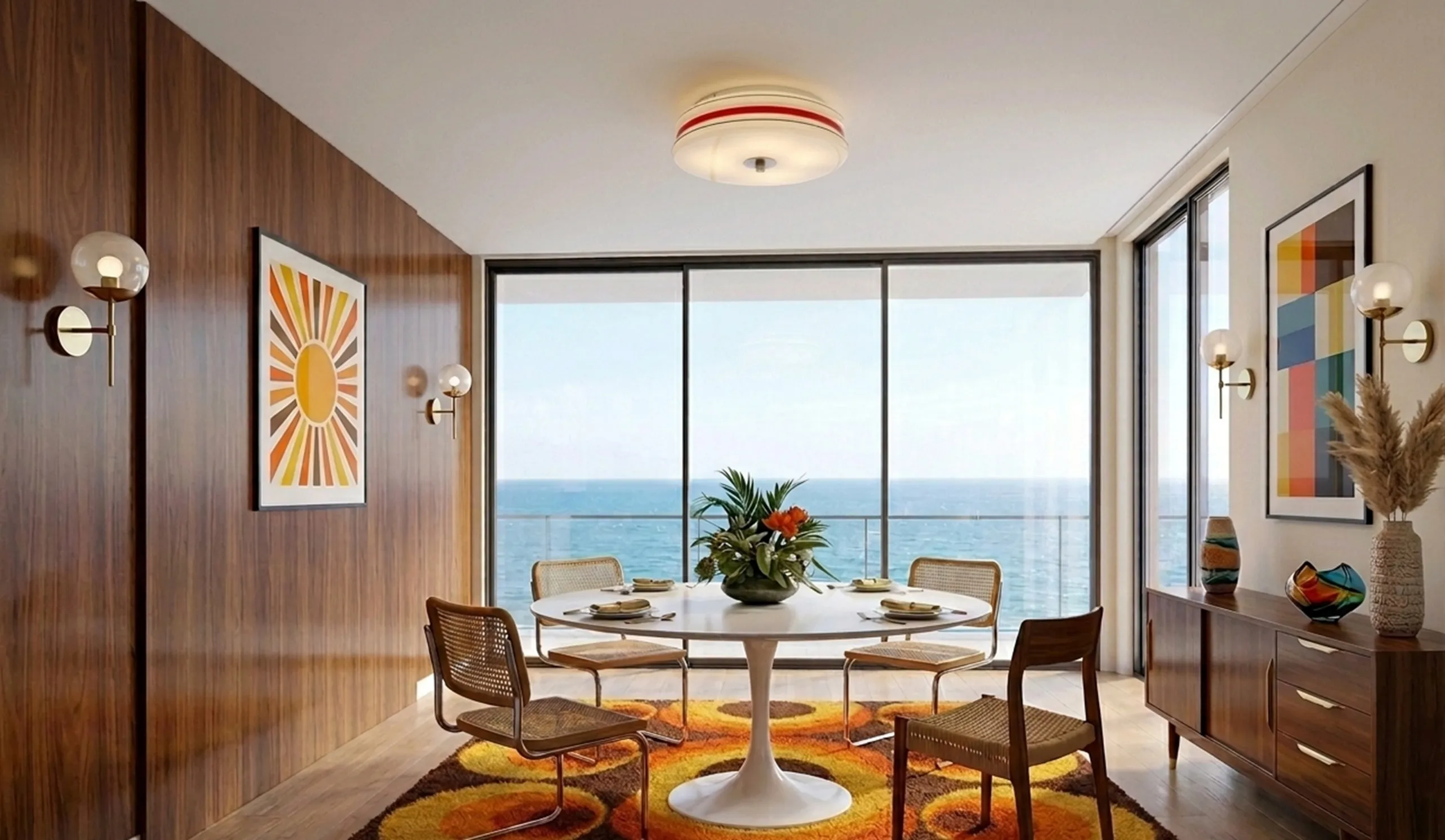 plafonnier ancien avec design circulaire et couleurs vives