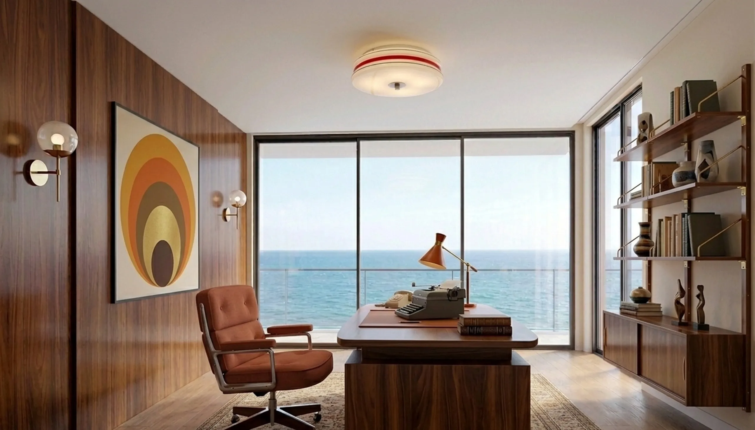 고대 천장 등 독특한 디자인이 있는 현대 방