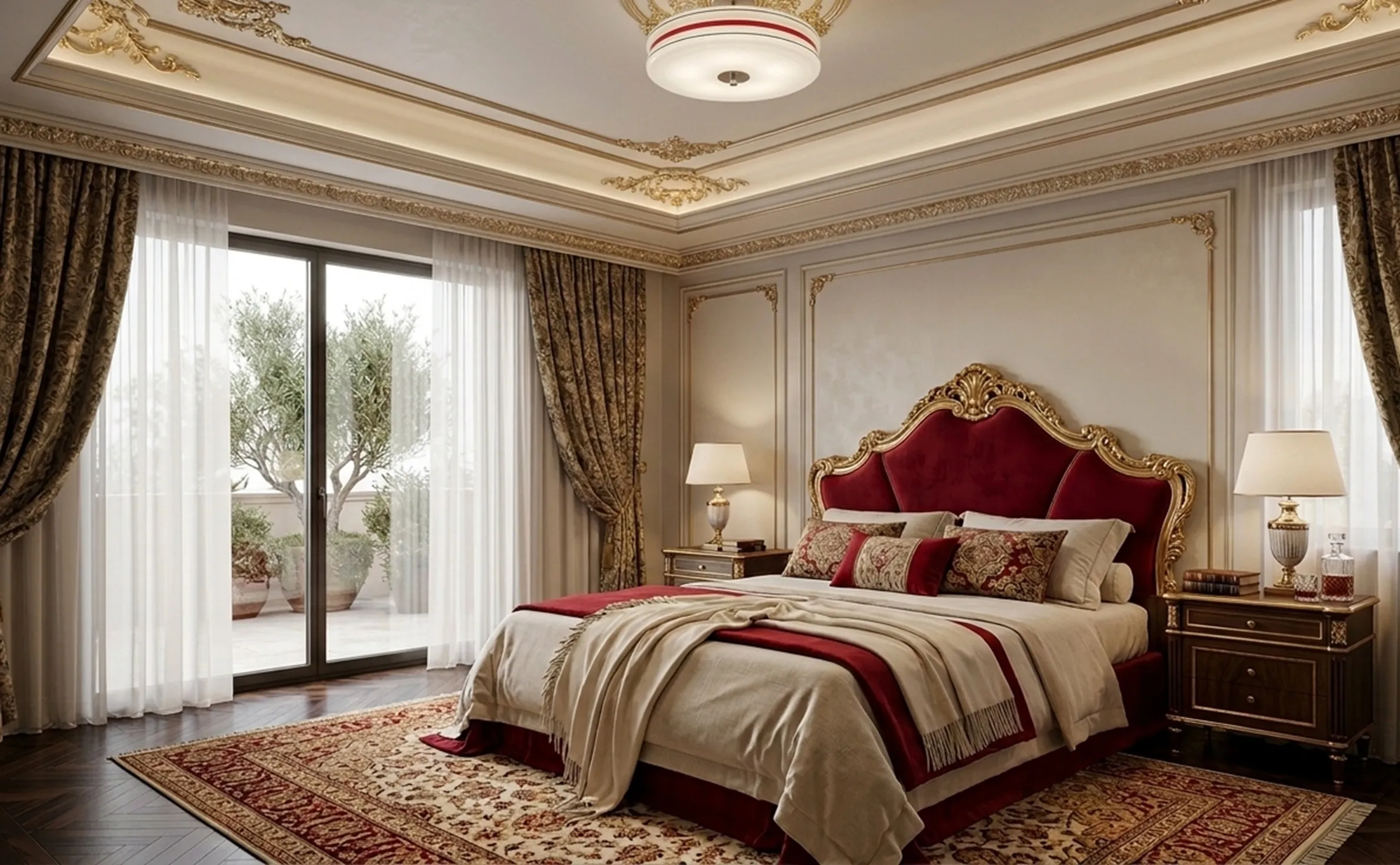 античный декоративный потолочный светильник в элегантной комнате