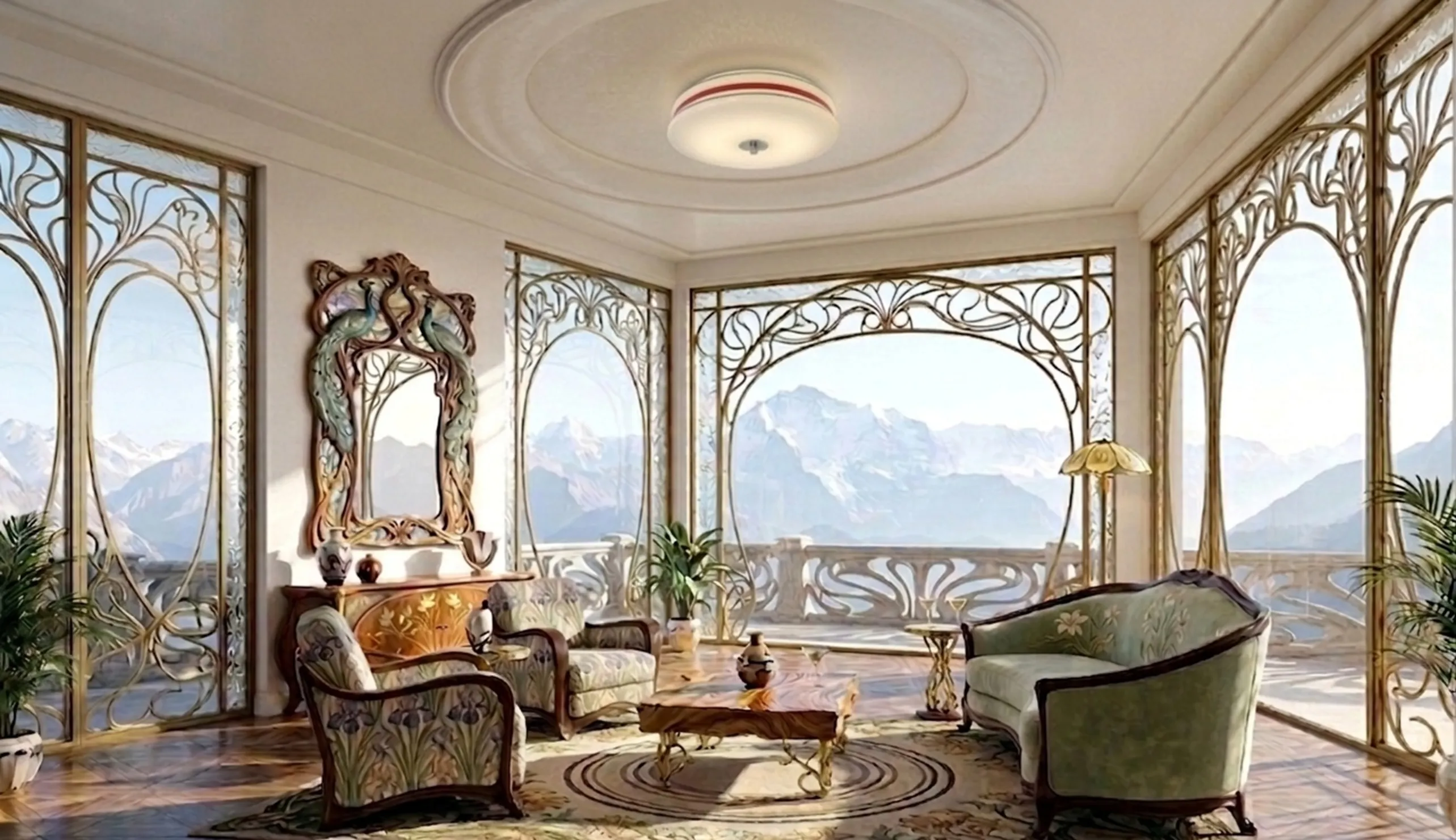 مصباح سقف قديم يضيء الغرفة