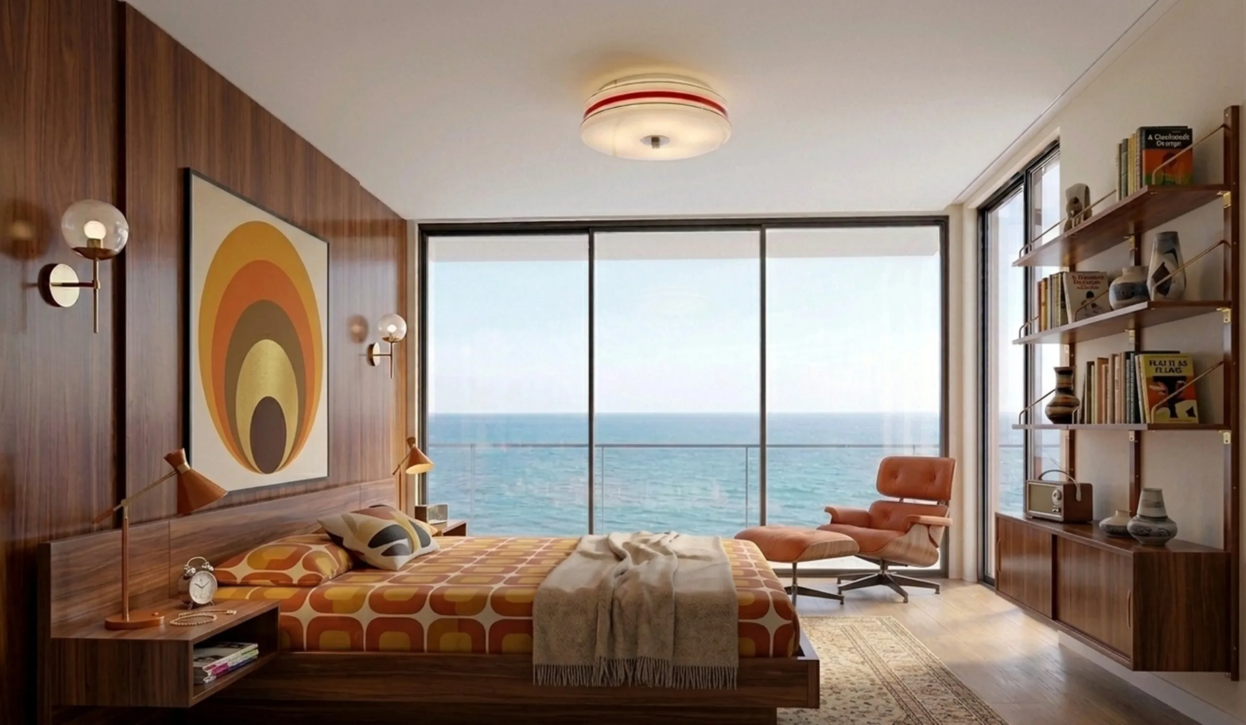 plafonnier ancien dans une chambre moderne lumineuse