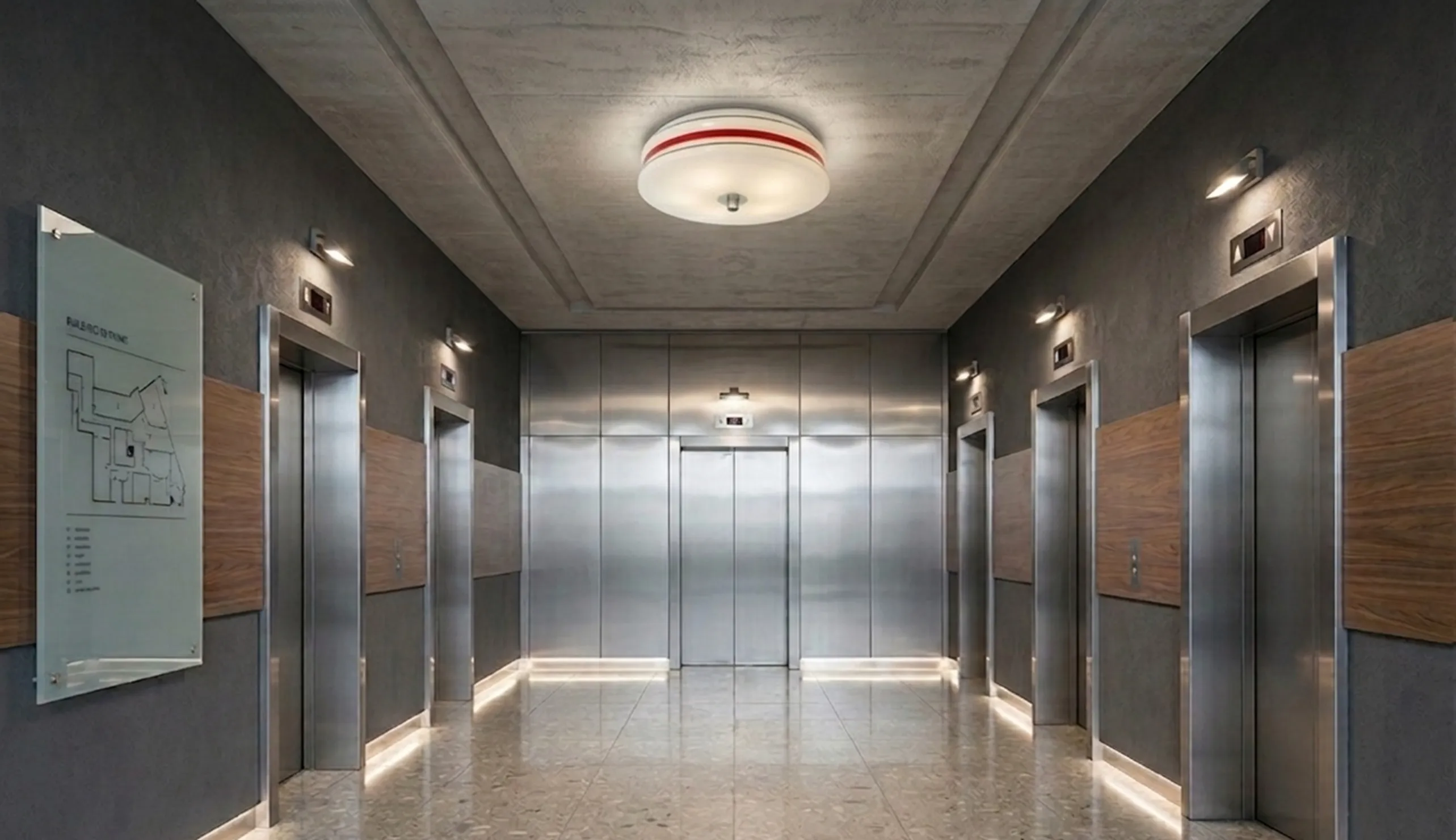 luz de teto antiga em um corredor moderno com luzes