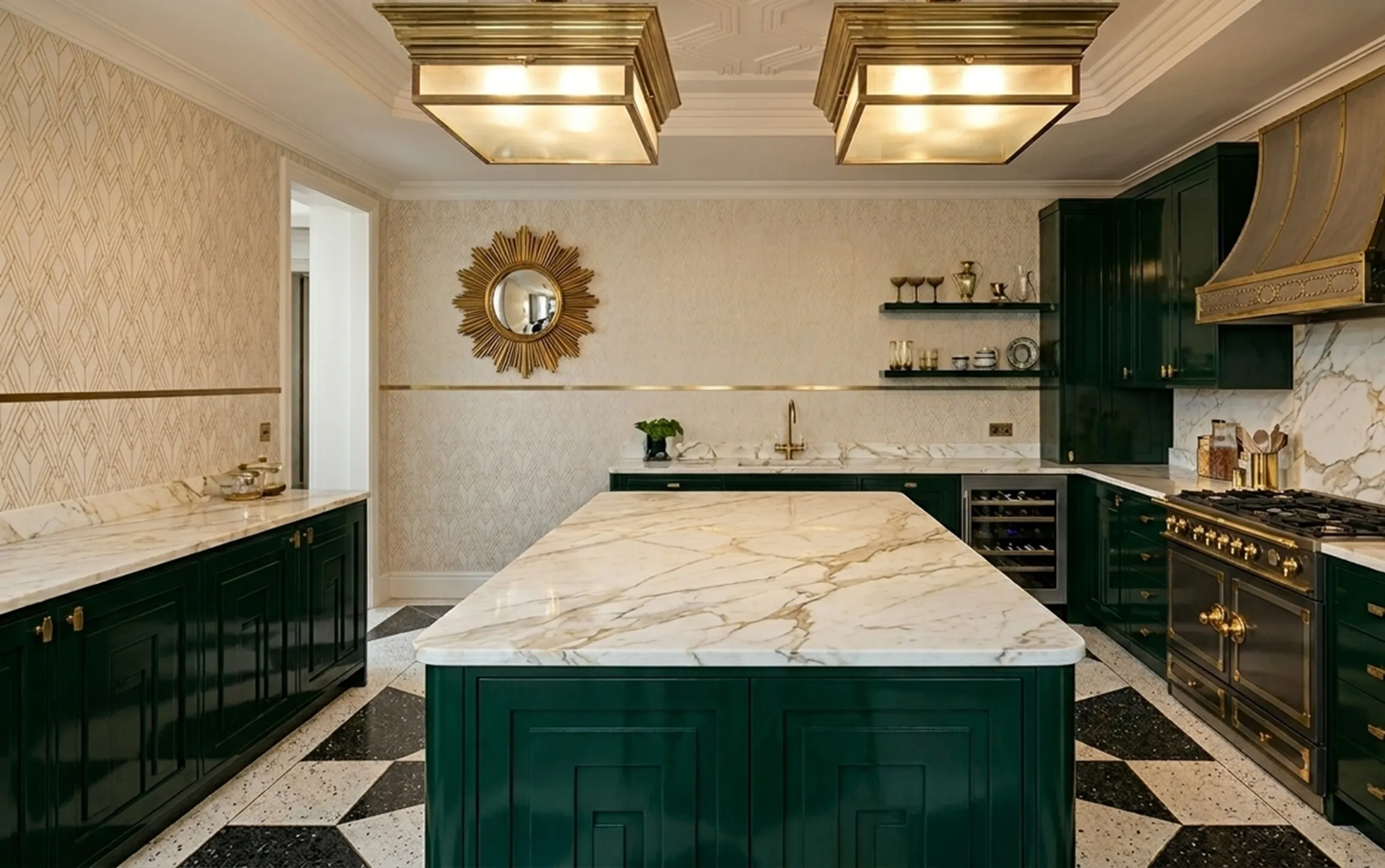 antiche plafoniere in una cucina elegante