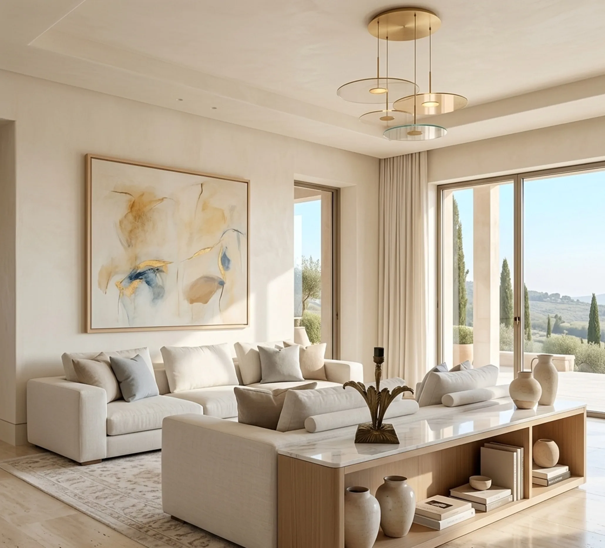 античная настольная лампа овальной формы и с тонкими деталями в хорошо освещенной гостиной