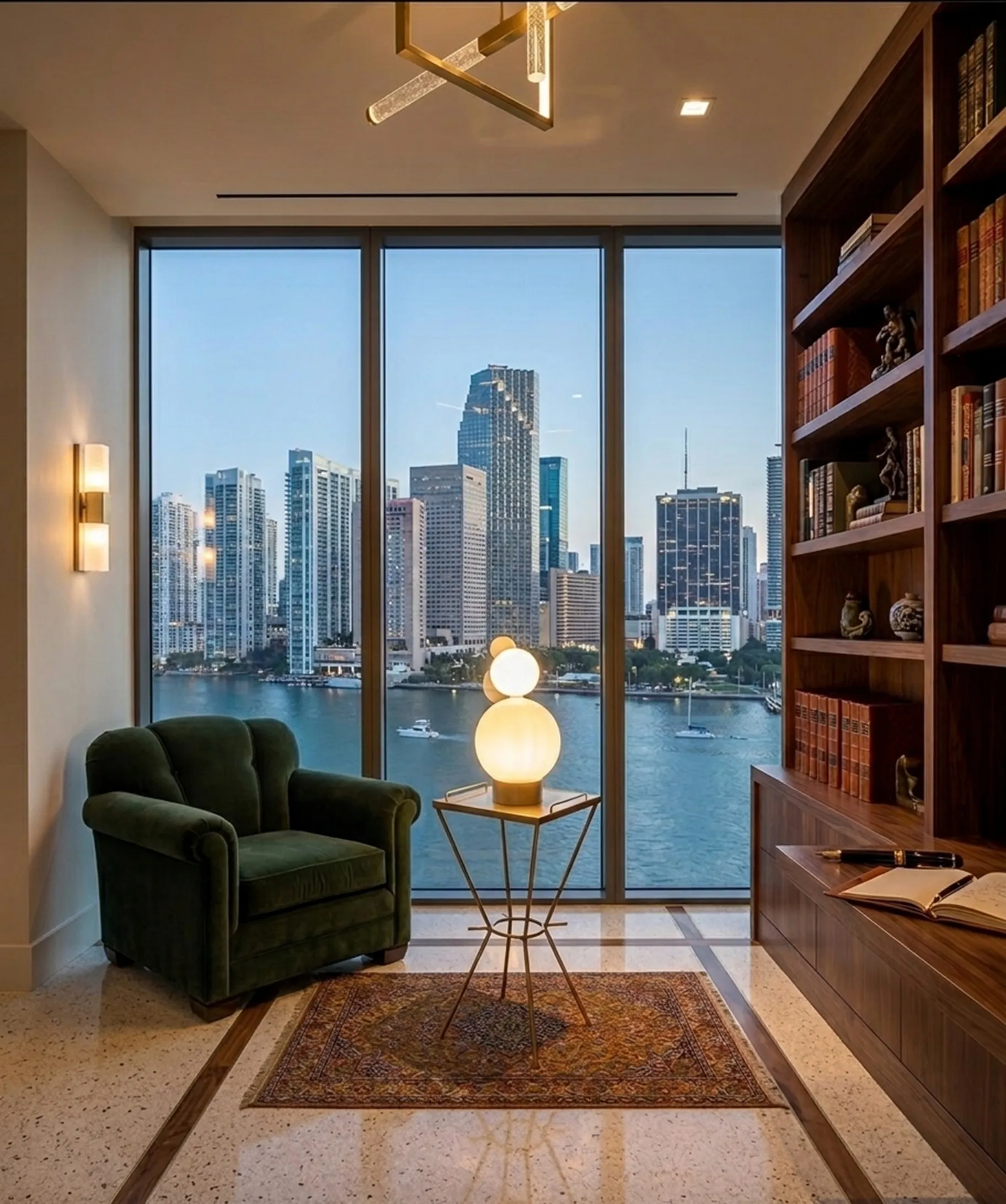 Antike Tischlampe mit elegantem Design in modernem Ambiente