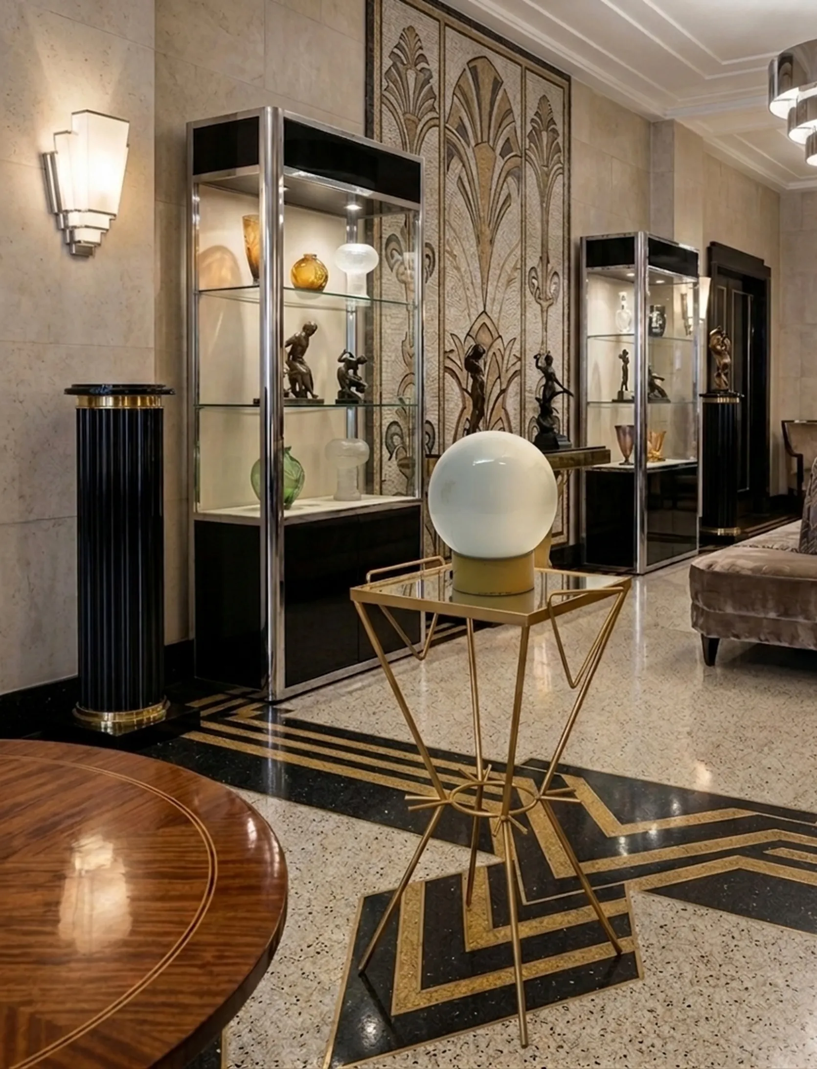 2 antique small tables next to an elegant decorative environment