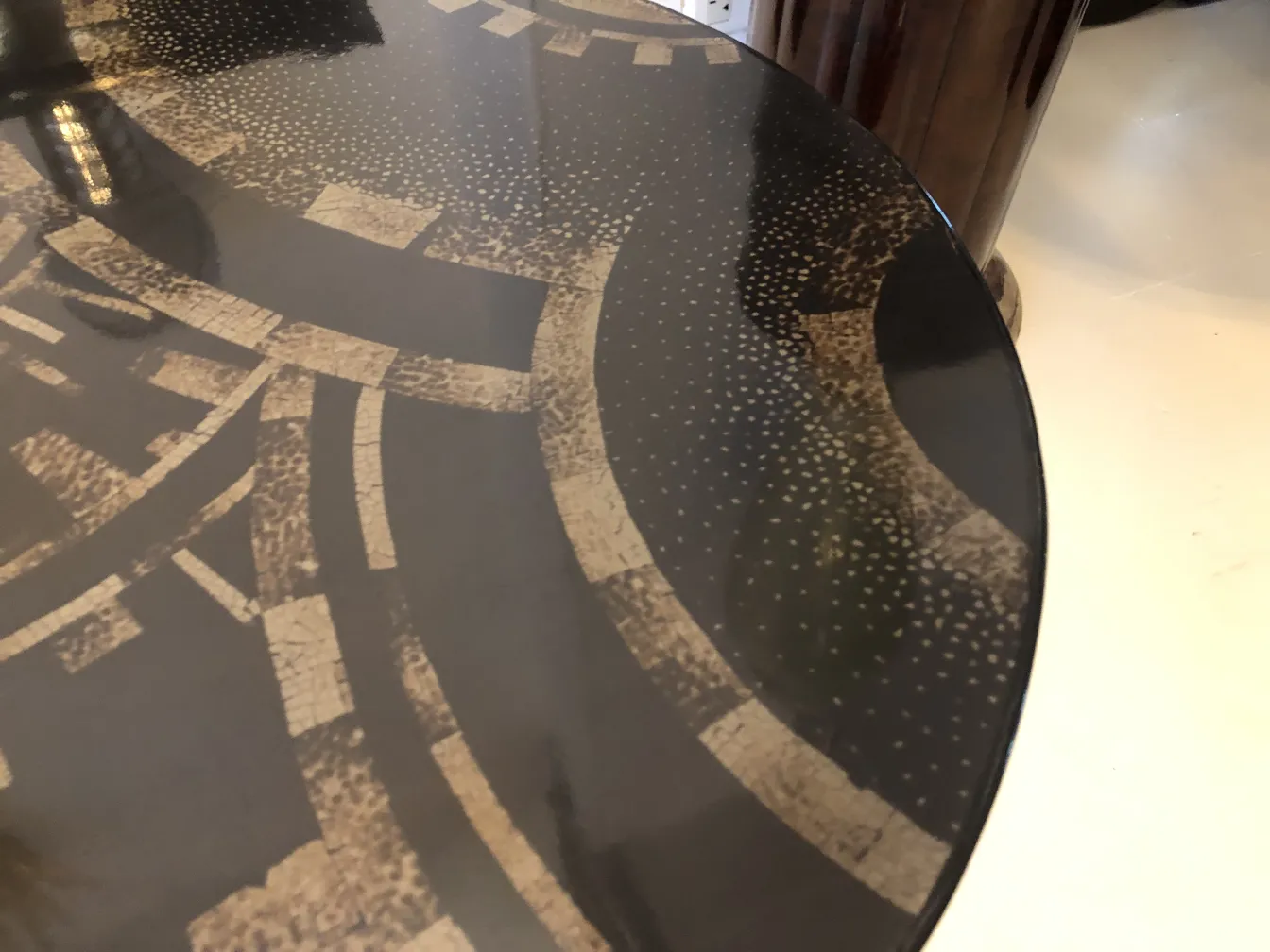 antique small table, decorative surface with patterns