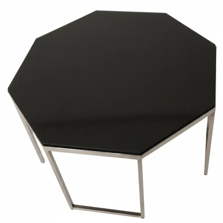 八角形茶几在舒适的环境中，表面深色