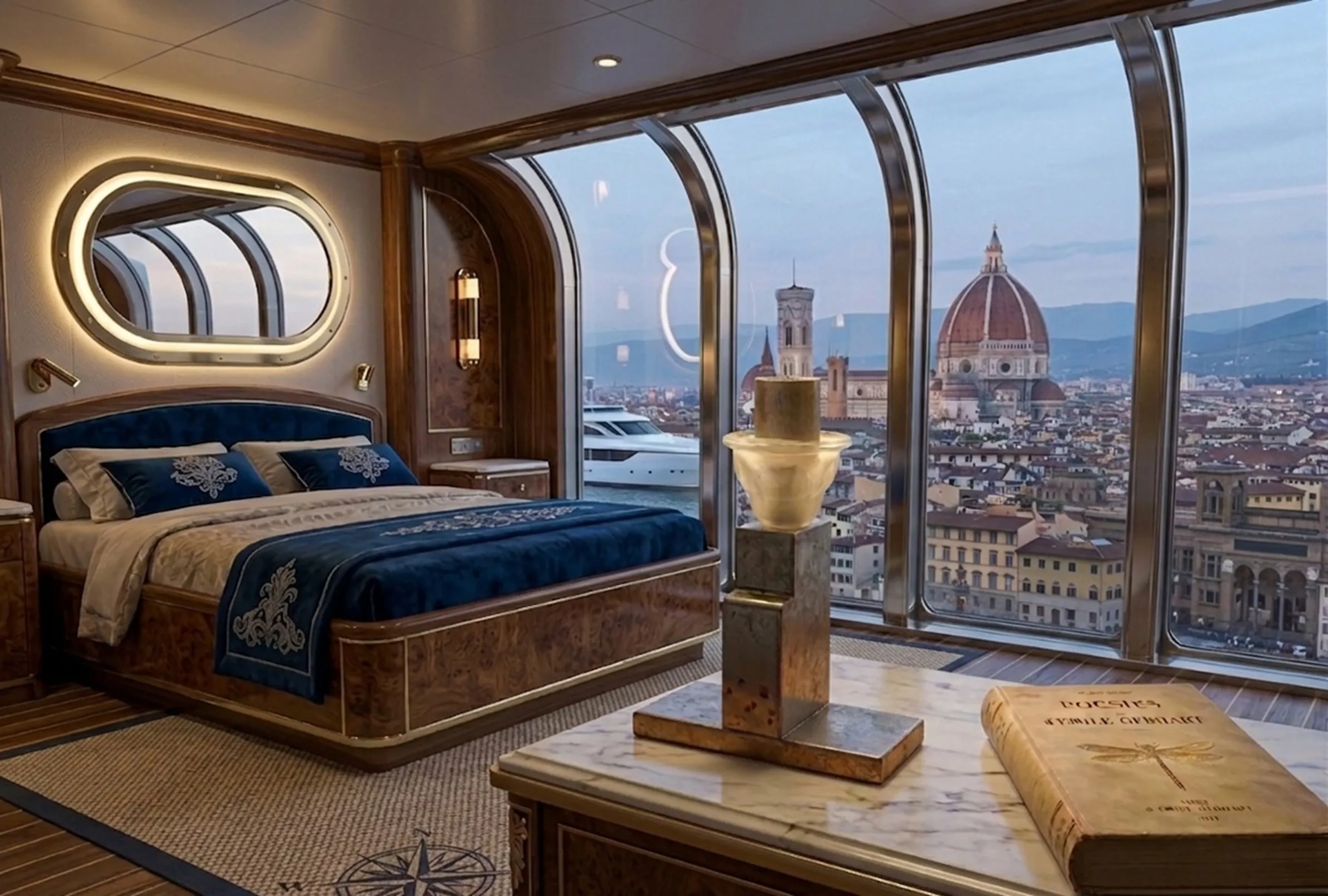 고대 테이블 램프 복원용이 세련된 환경에 전시되어 있습니다.