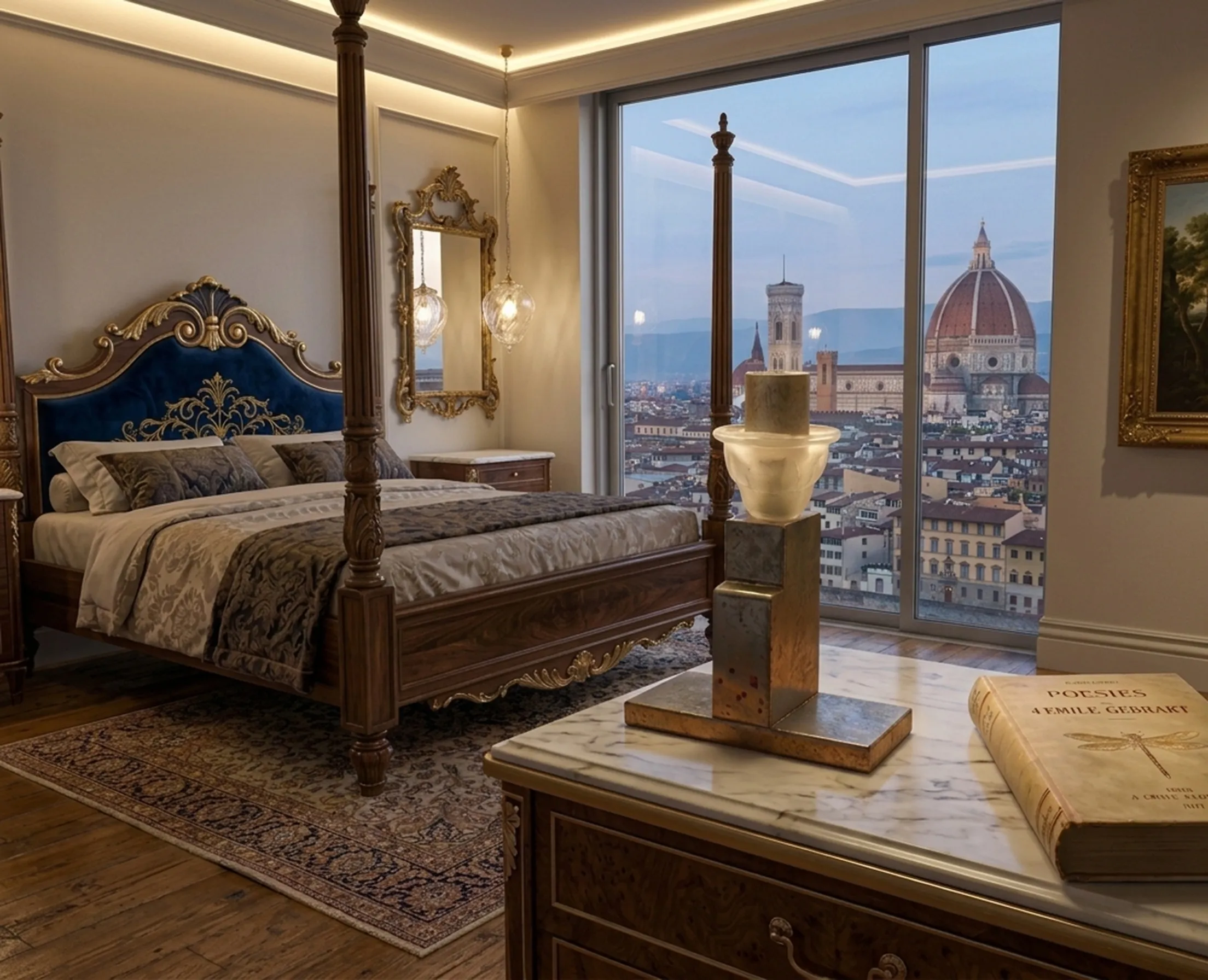 lampe de bureau ancienne dans une chambre élégante