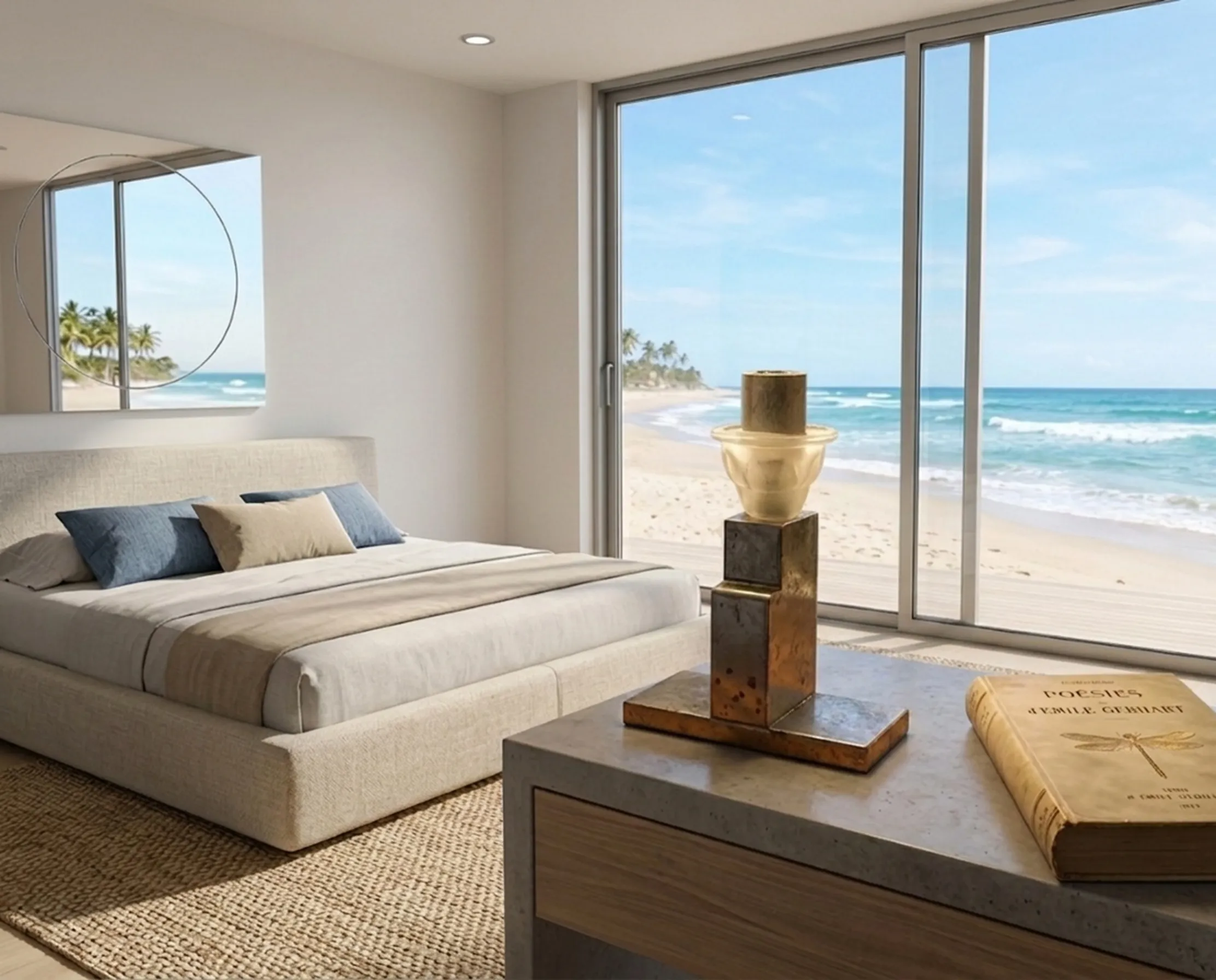 antique table lamp for restoration in a modern beach environment