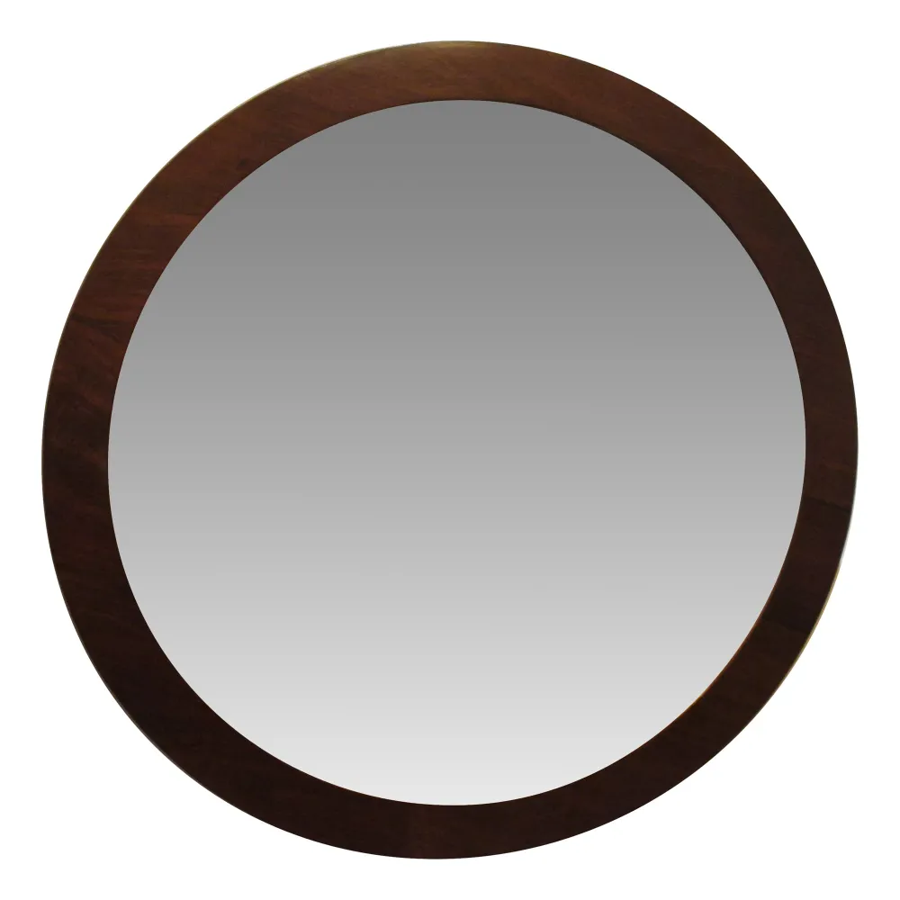 miroir rond ancien avec un cadre sombre