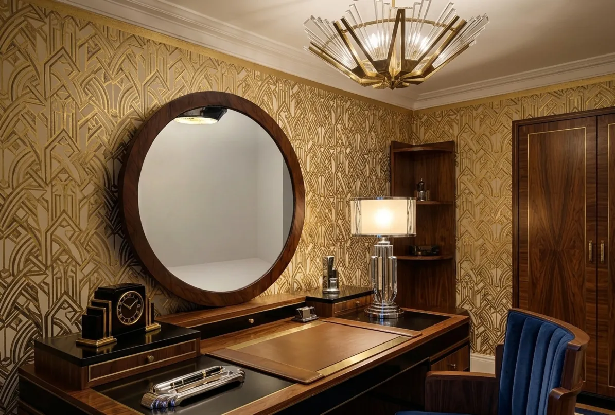 espelho antigo de art deco em um ambiente elegante